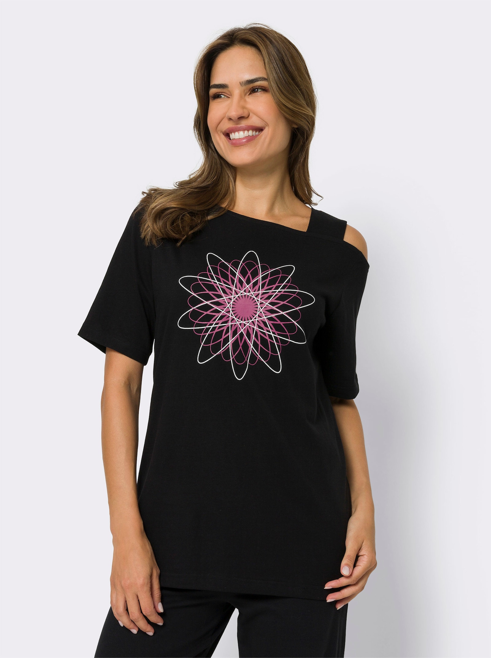 Tričko pro volný čas s grafickým potiskem - černá