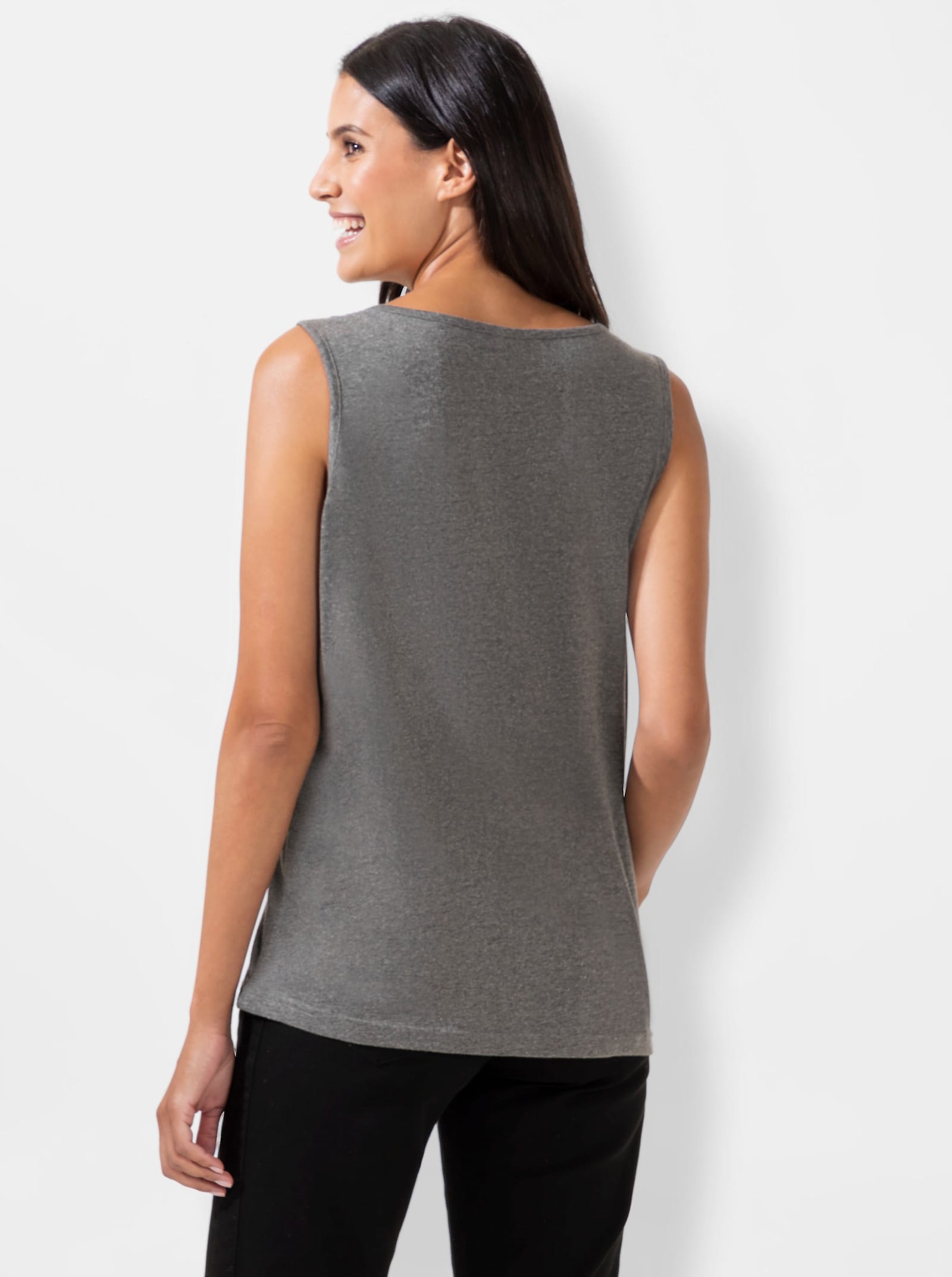 Débardeur avec petites pierres fantaisie - gris chiné