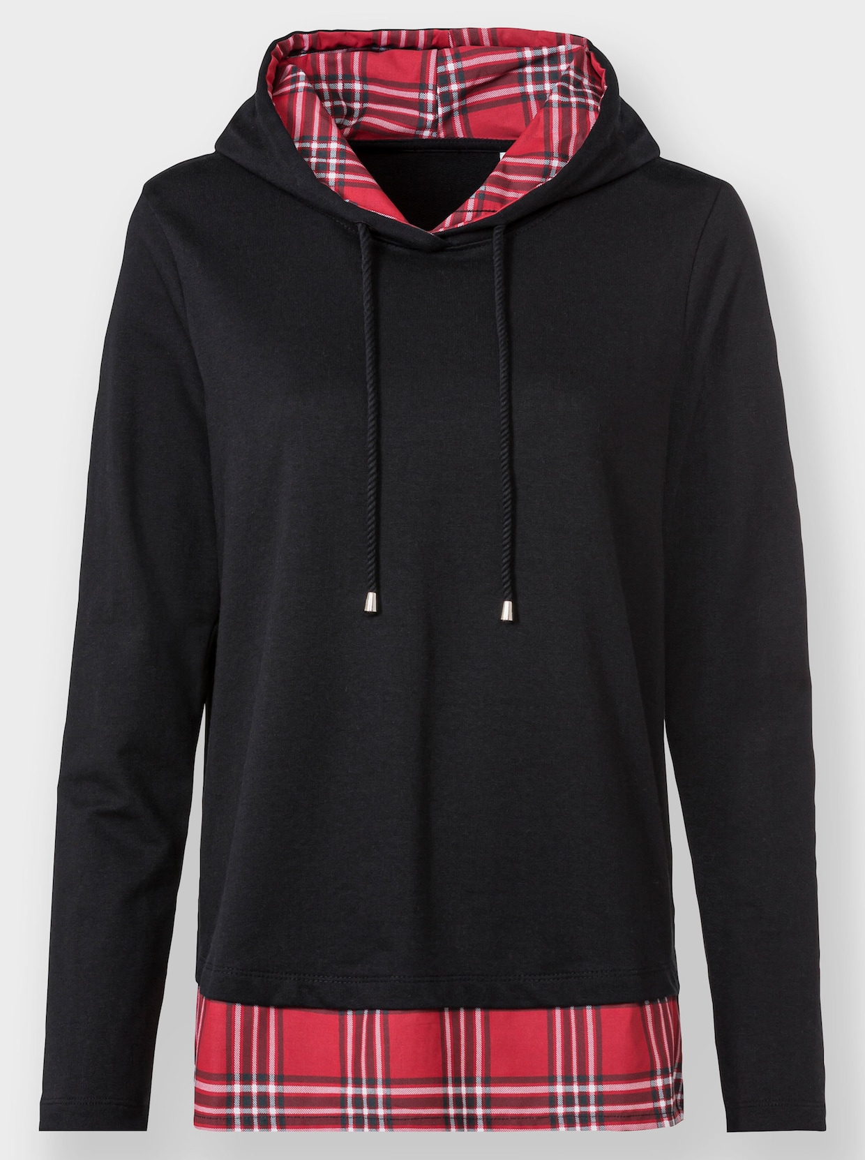 Sweatshirt met capuchon - zwart/rood gedessineerd
