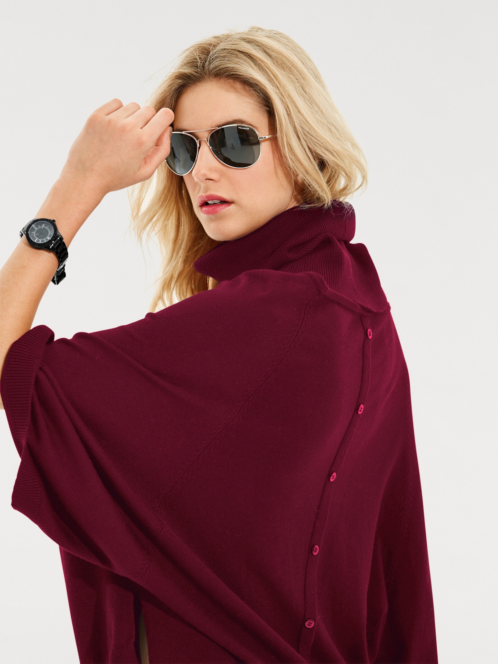 heine Pull à manches chauve-souris avec écharpe tube - bordeaux