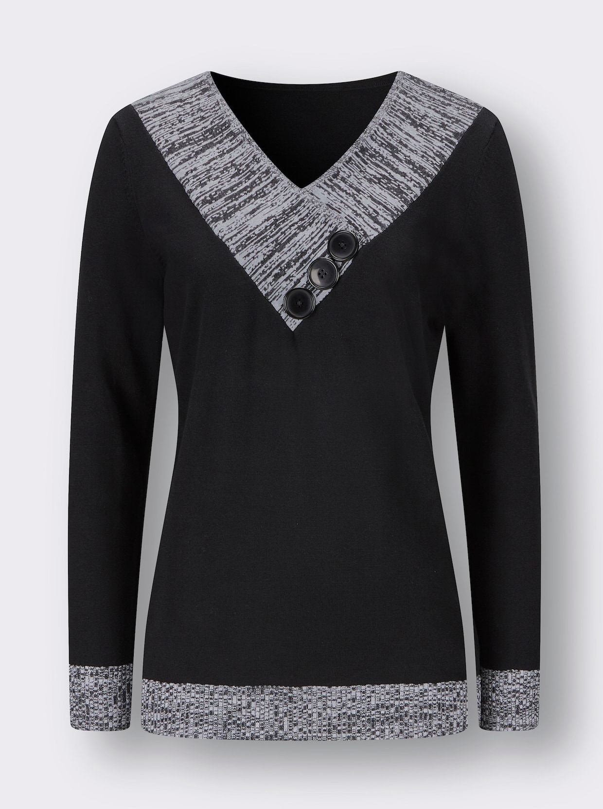 Langarm-Pullover - schwarz