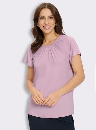 Kurzarmshirt mit gebogten Kanten - rosé