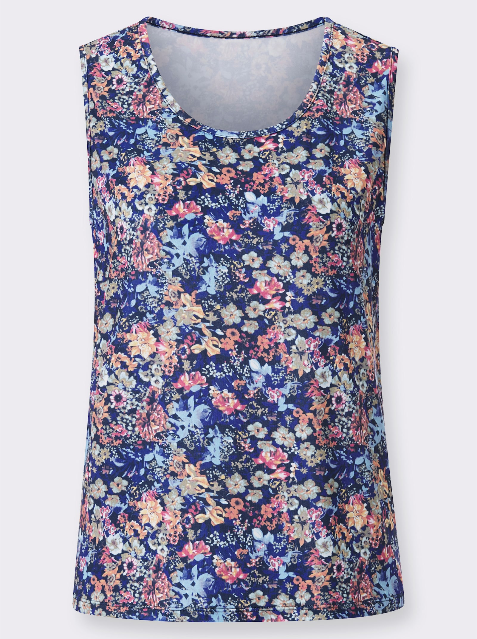 Shirttop mit Blumen-Druck - dunkelblau-fuchsia-bedruckt