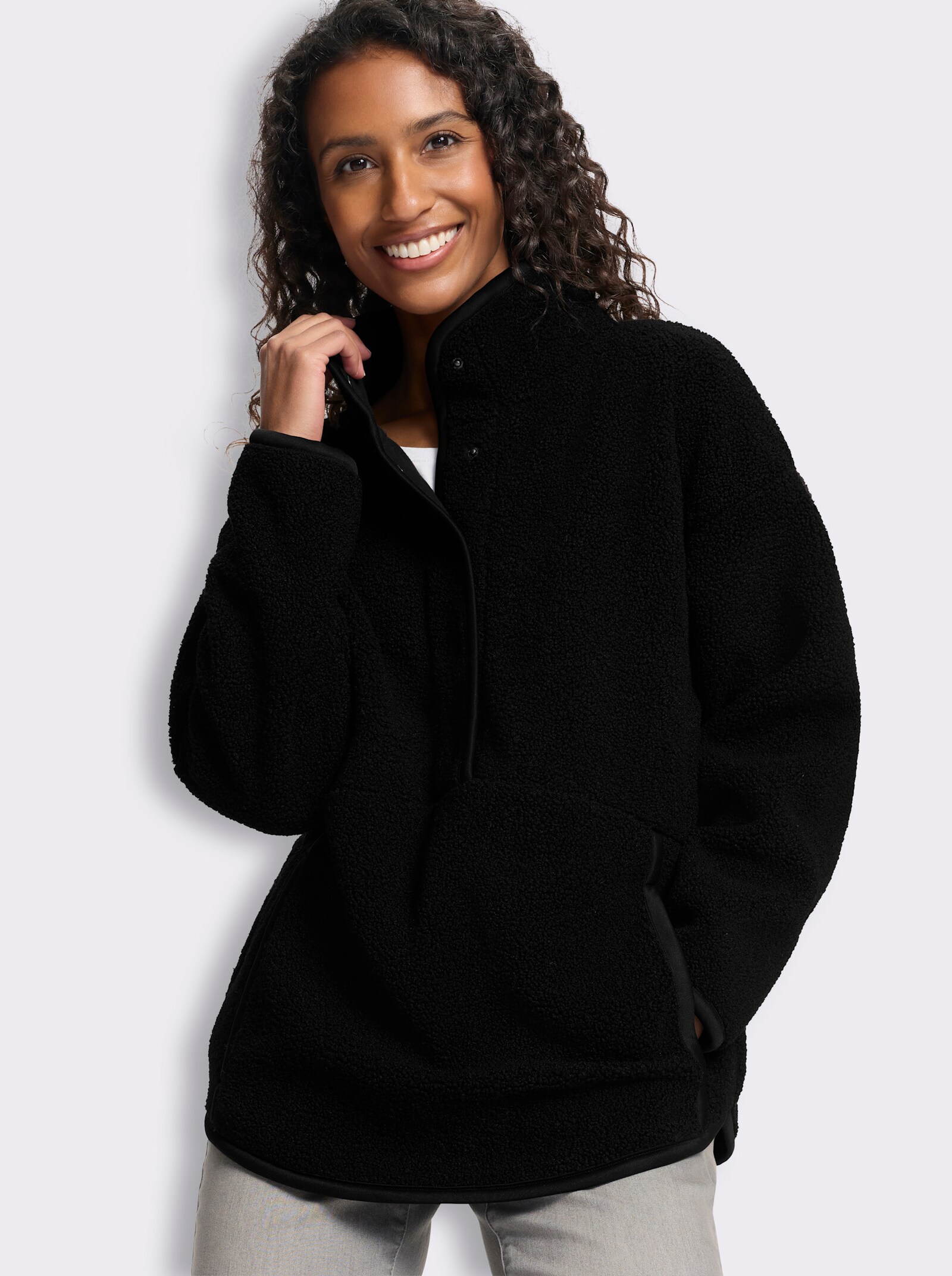 heine Wendeshirt aus Teddy-Fleece - schwarz