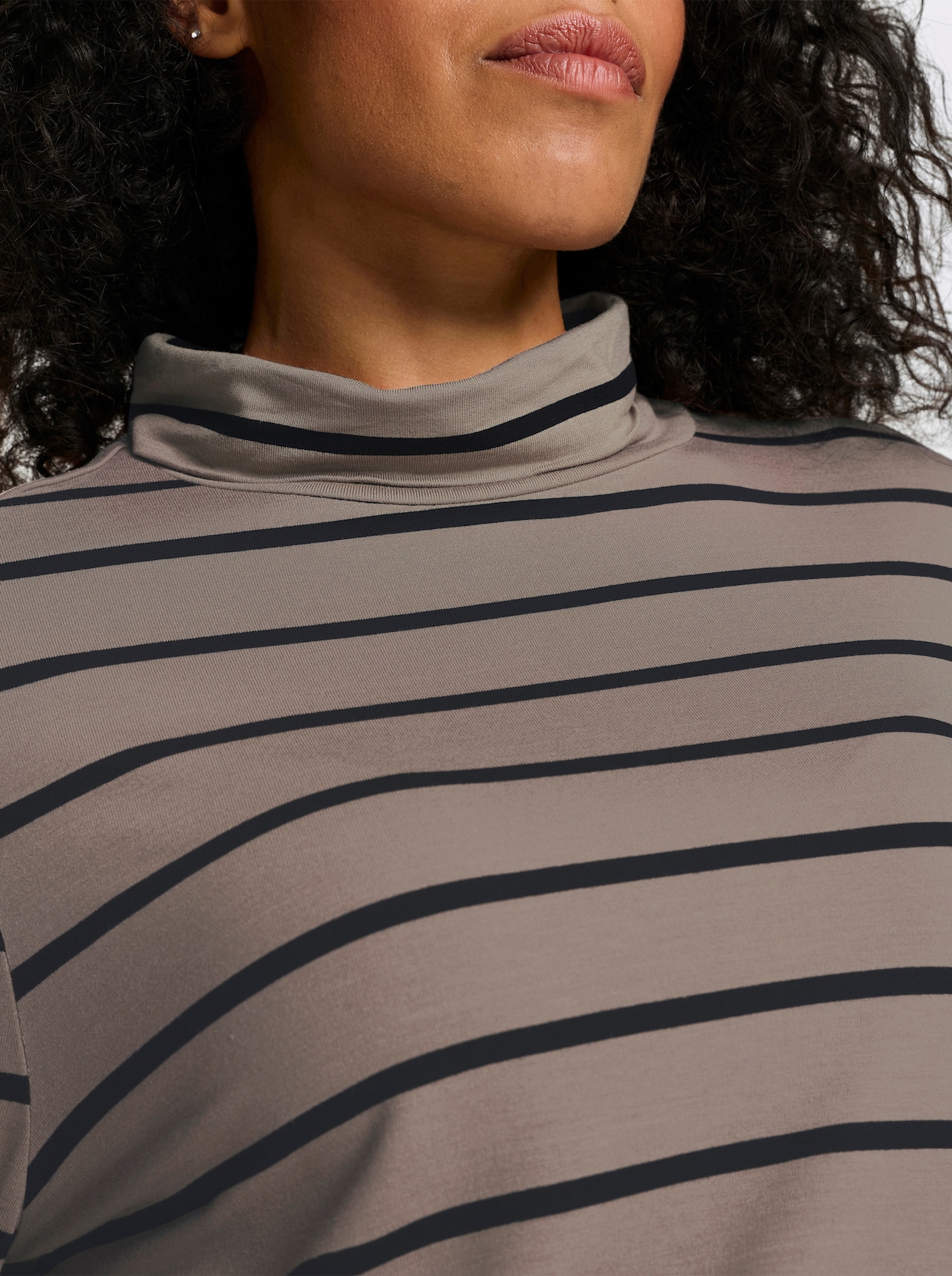 Polotröja med randmönster - sesam-svart-randig