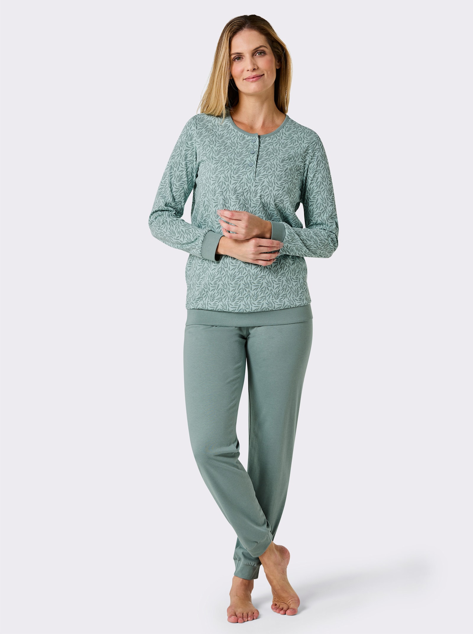 wäschepur Schlafanzüge - mint-jade-bedruckt + rosé-burgund-bedruckt