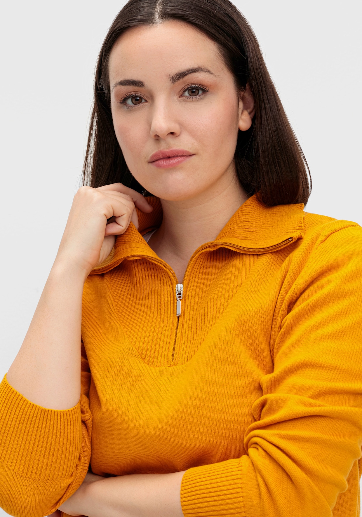 Troyer aus reiner Baumwolle - ocker