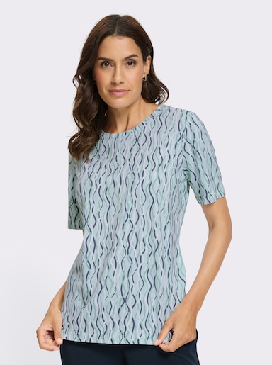 Print-Shirt - kalkmint-weiß-bedruckt