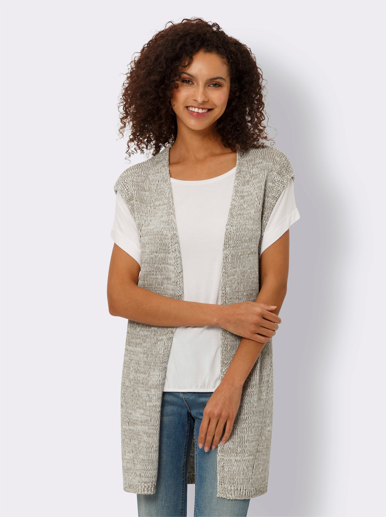 heine gilet en tricot - grège chiné