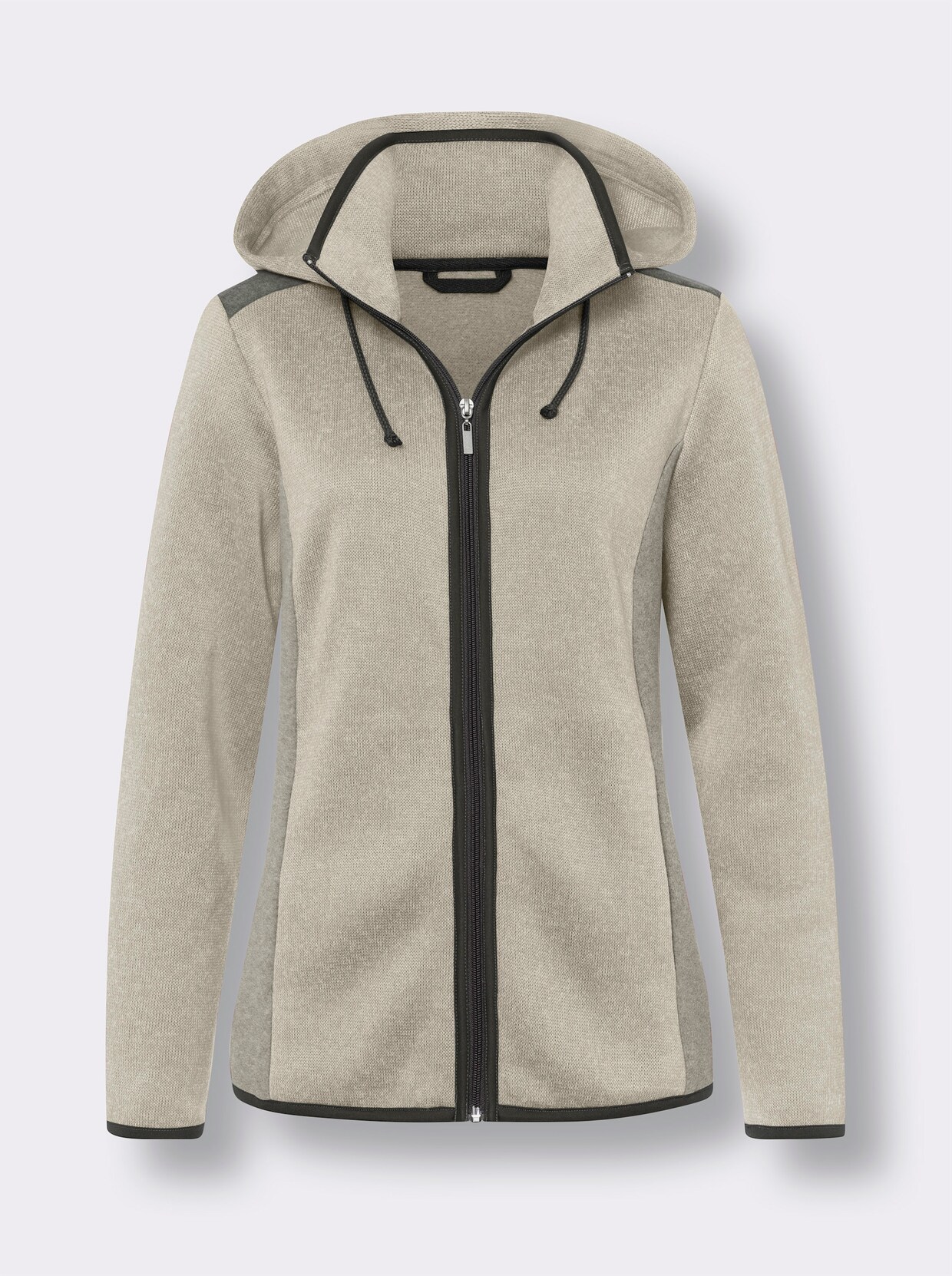 Strickfleecejacke - hellgrau-meliert