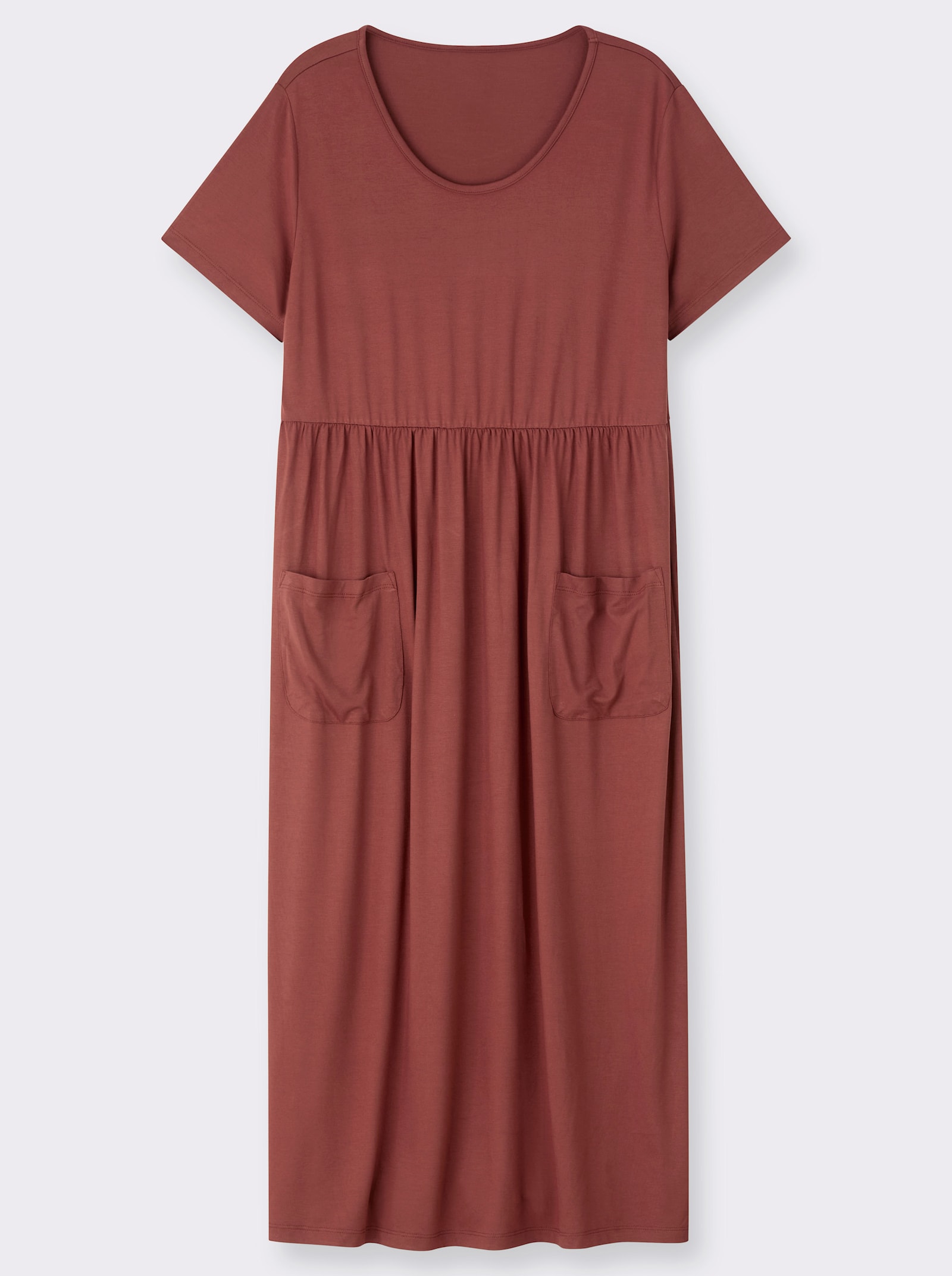 Jerseykleid mit Taschen - rotbraun