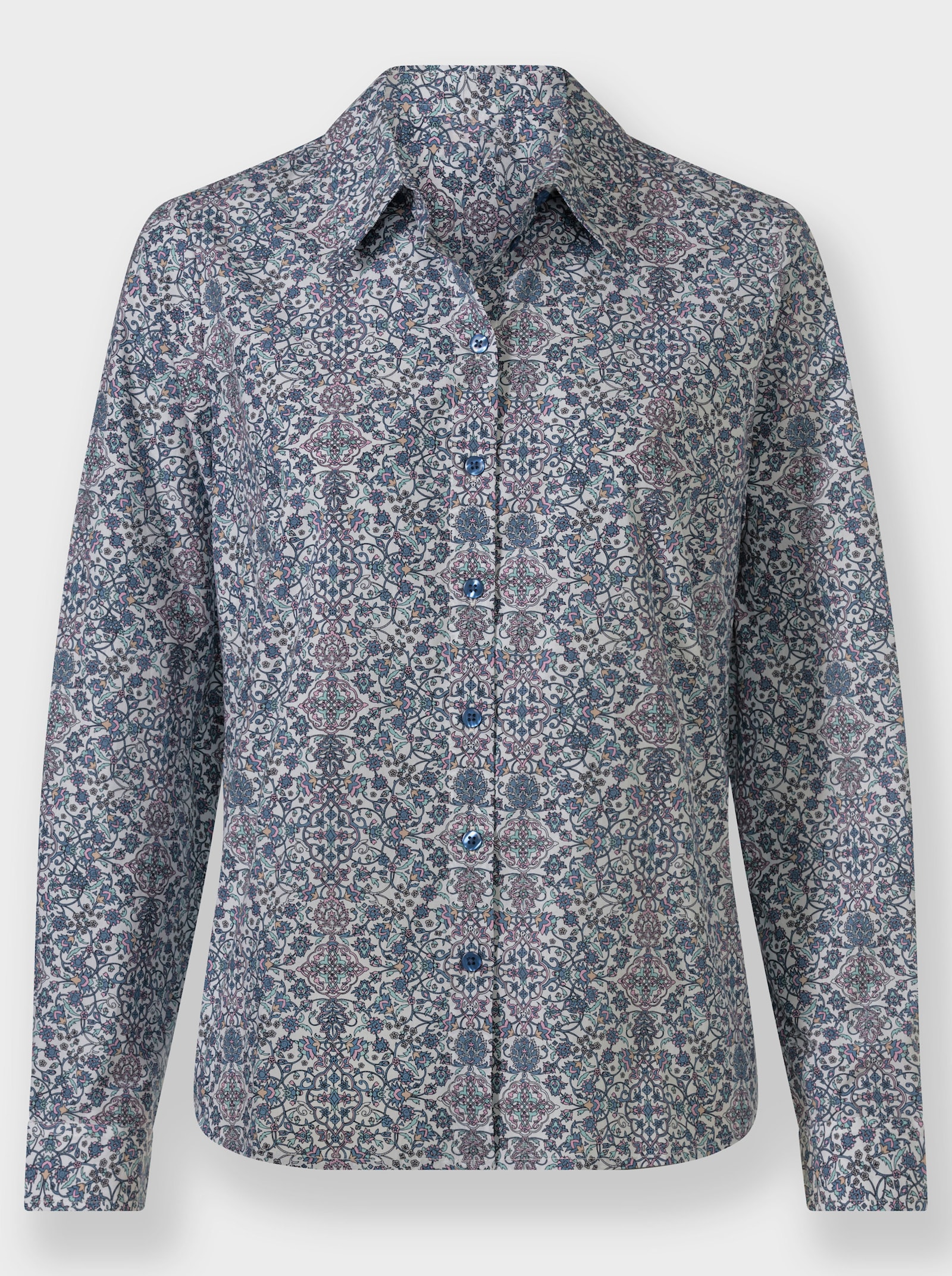 Baumwollbluse mit Ornamente-Dessin - ecru-bedruckt