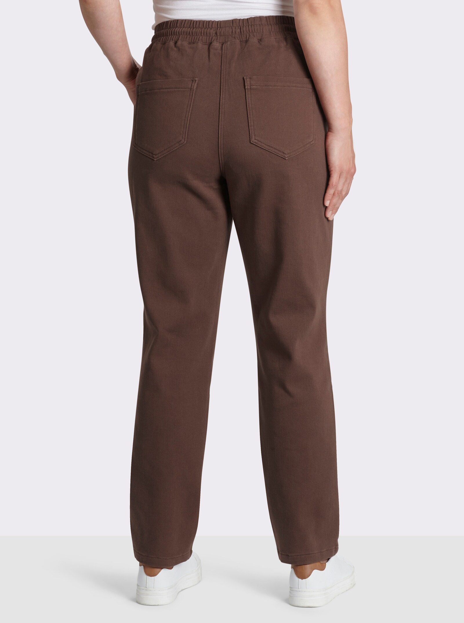 sheego Schlupfhose aus weichem Twill, innen angeraut - schoko
