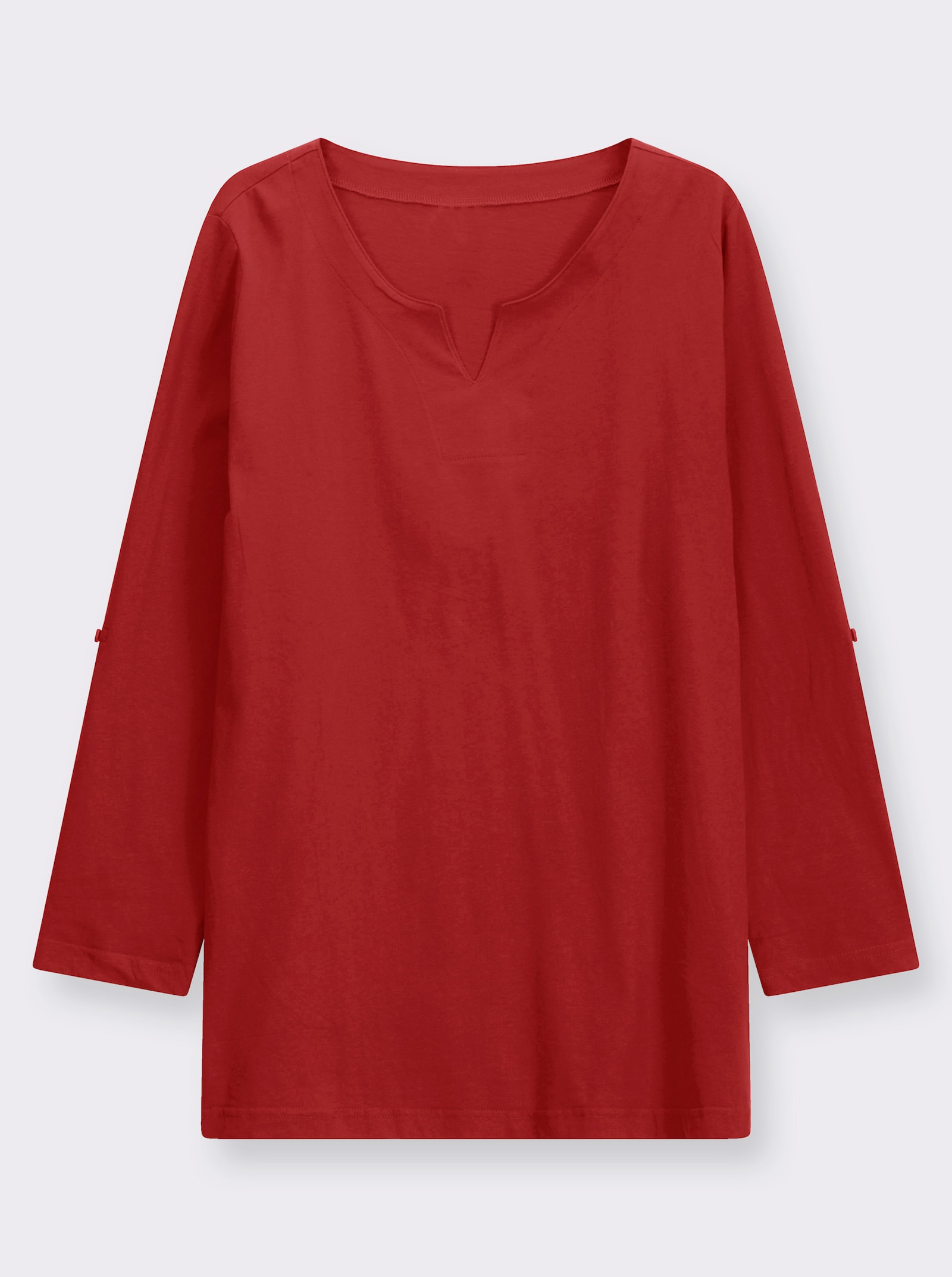 Longshirt mit Ärmeln zum Krempeln - bordeaux