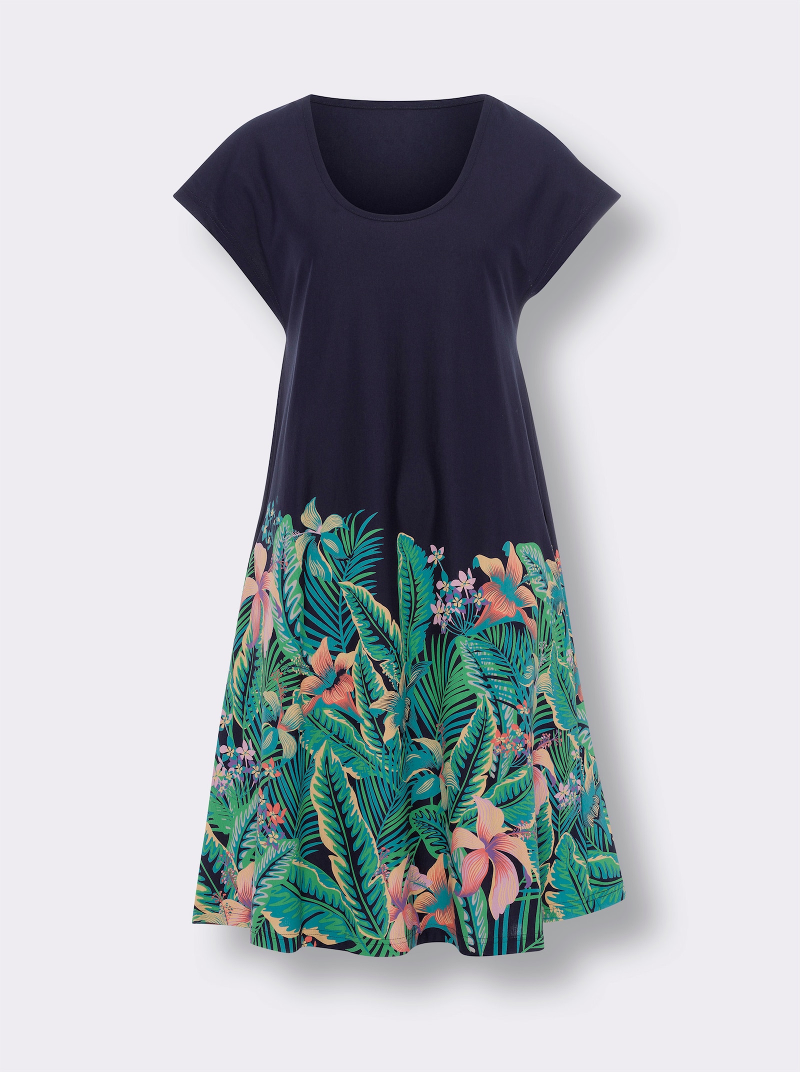 Sommerkleid mit Tropical-Print im Vorderteil - marine