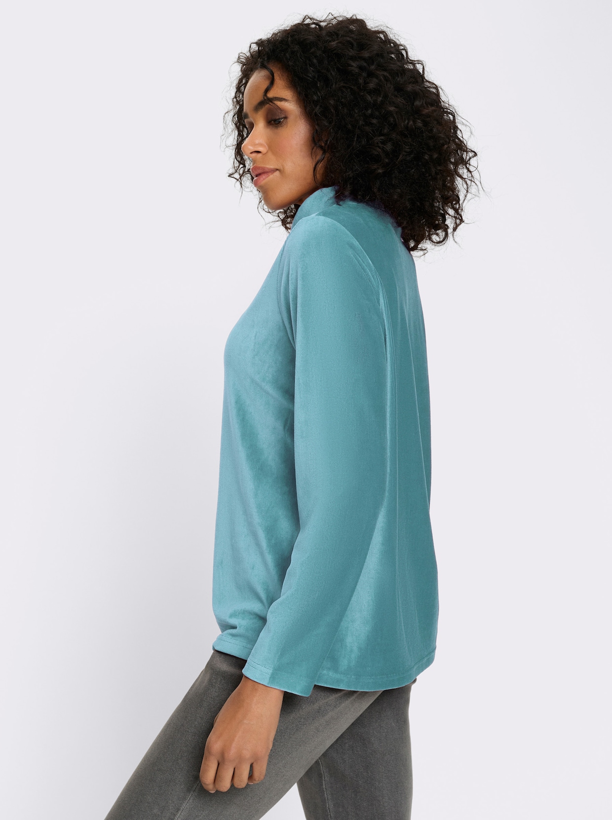 Shirt met lange mouwen van ribcord - oceaan