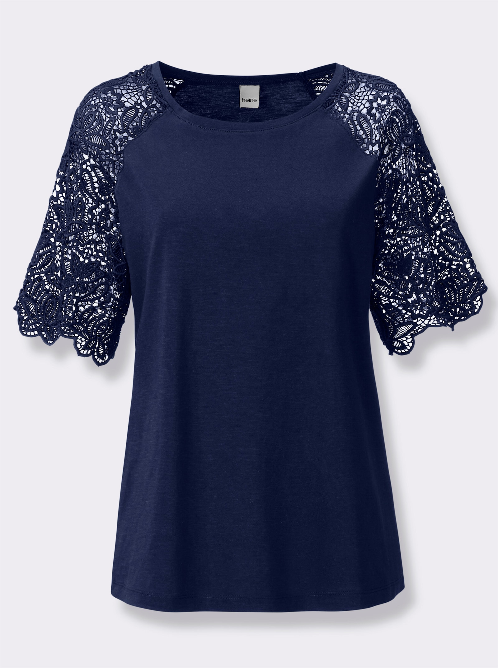 heine Rundhalsshirt mit Spitze - marine