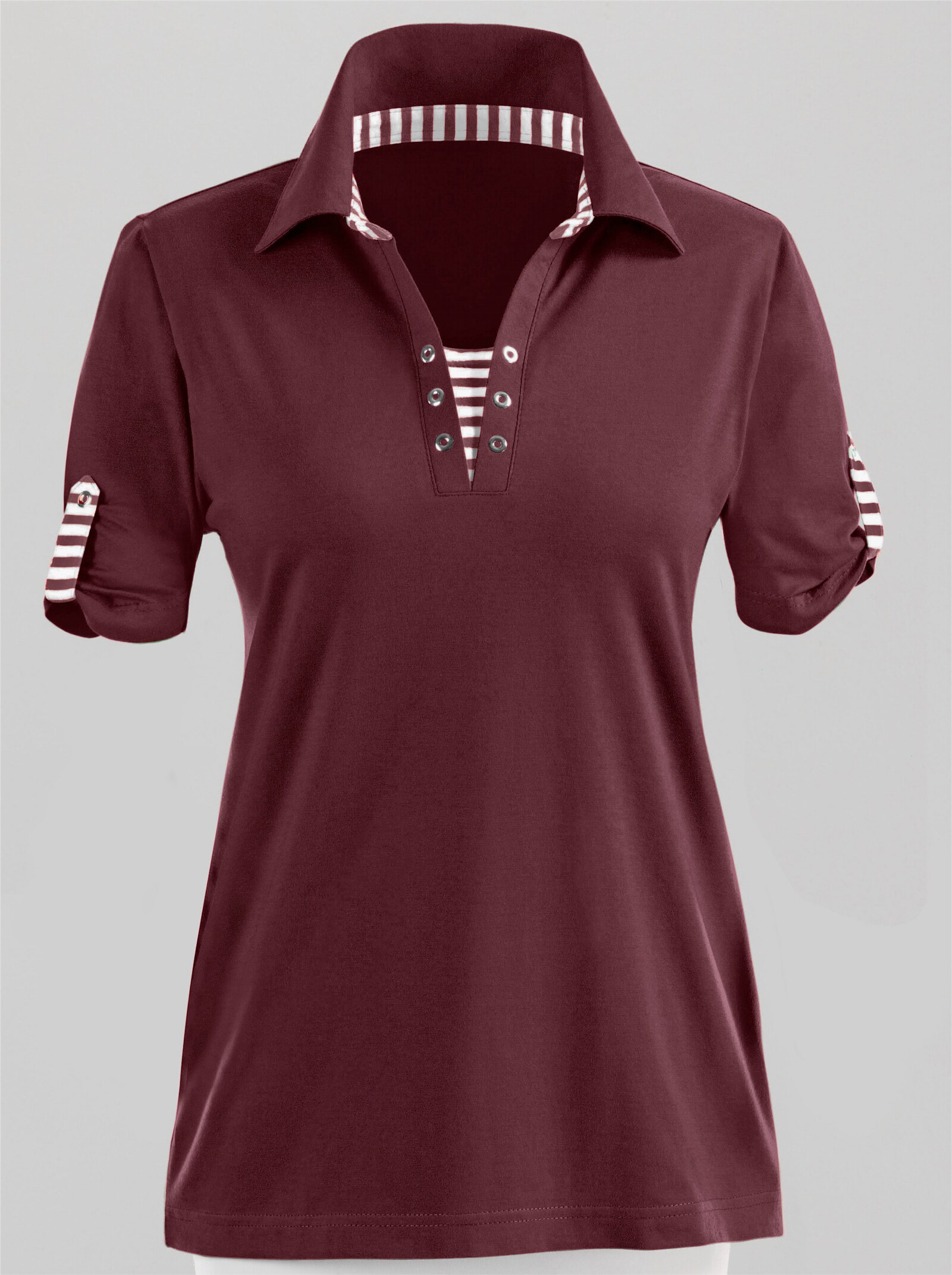 Kurzarmshirt figurnahe Form - bordeaux