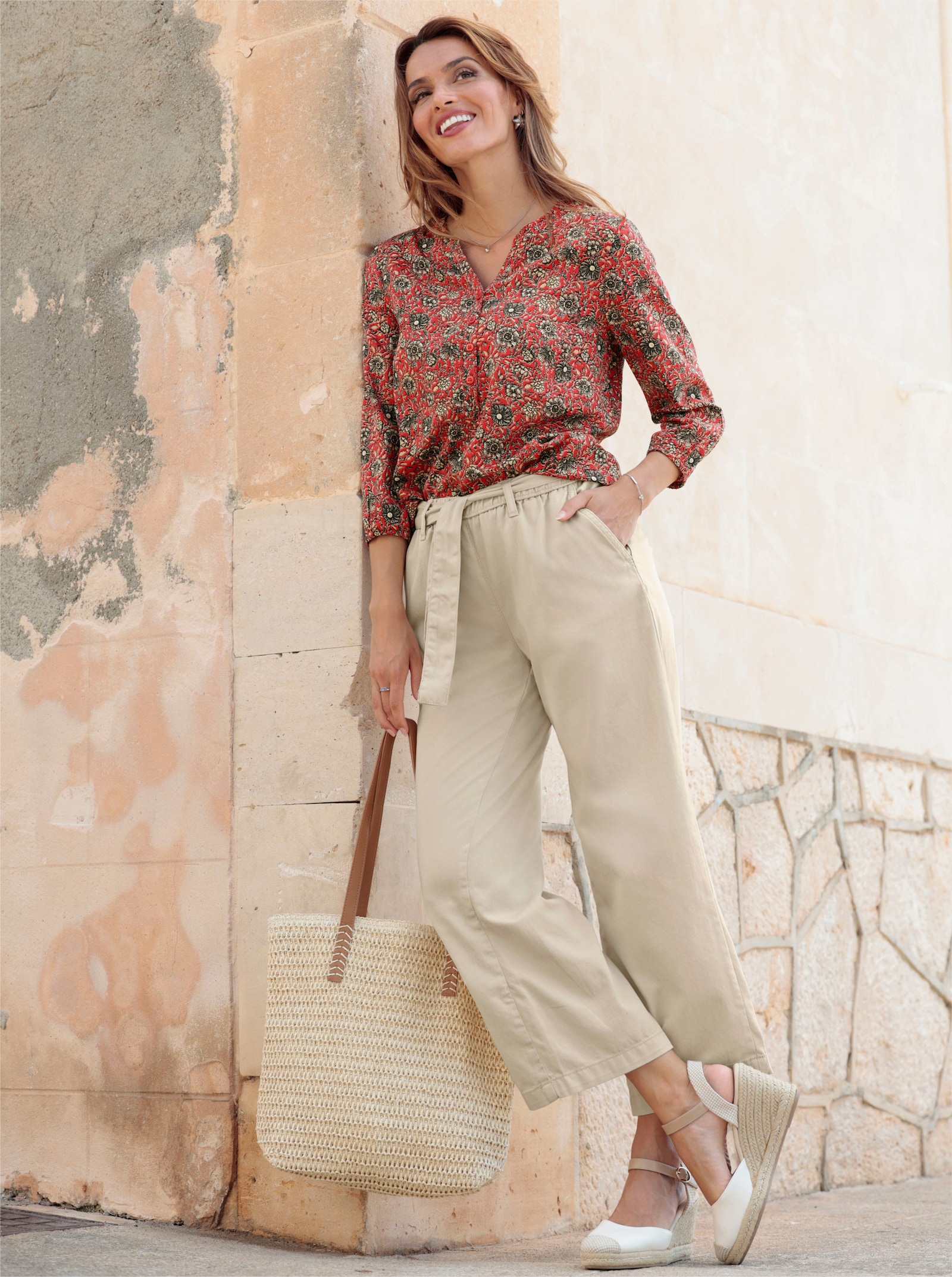 Culotte mit abnehmbarem Bindegürtel - sand