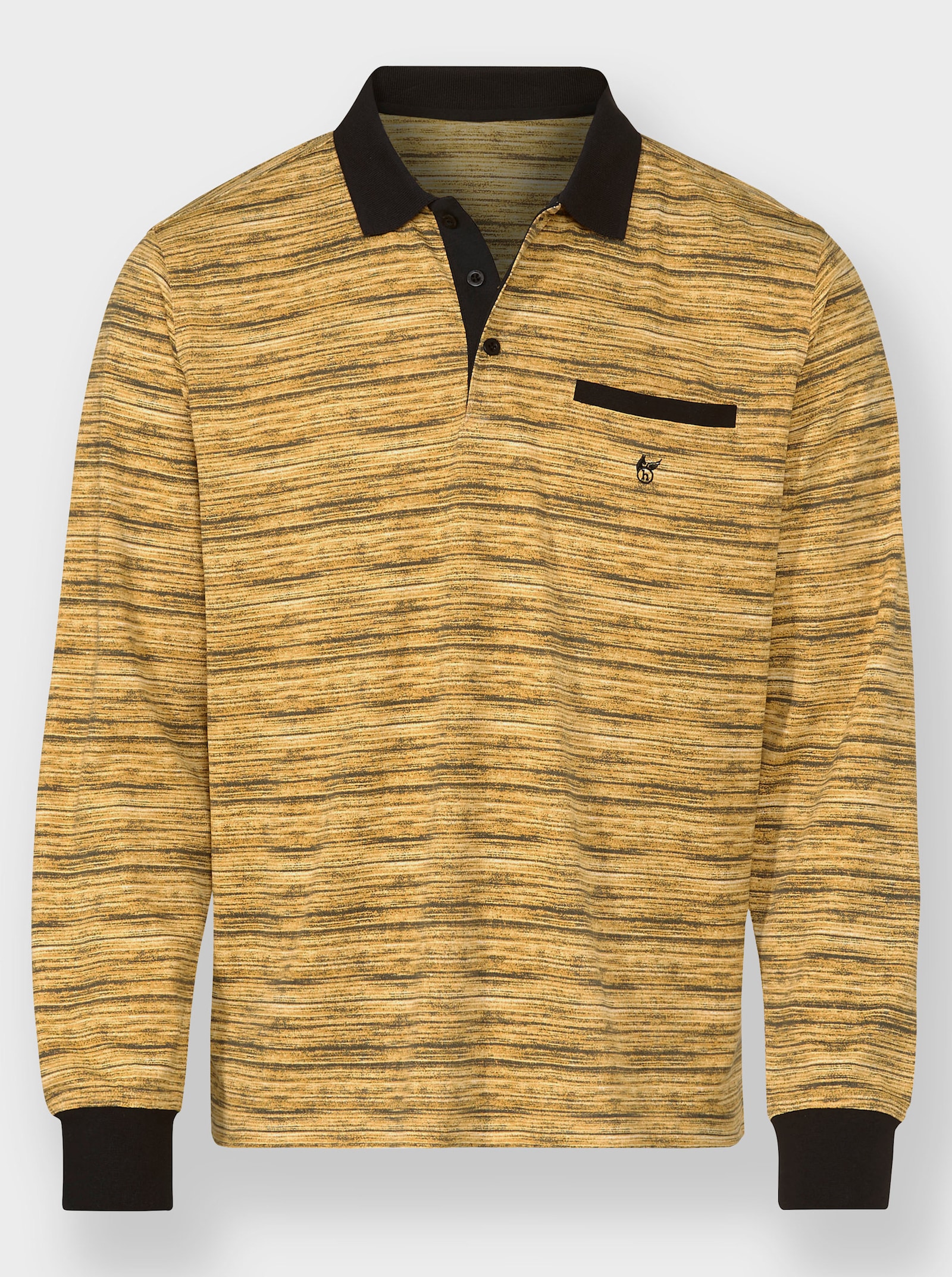 Hajo Langarm-Poloshirt , temperaturausgleichend und bügelfrei - ocker-meliert