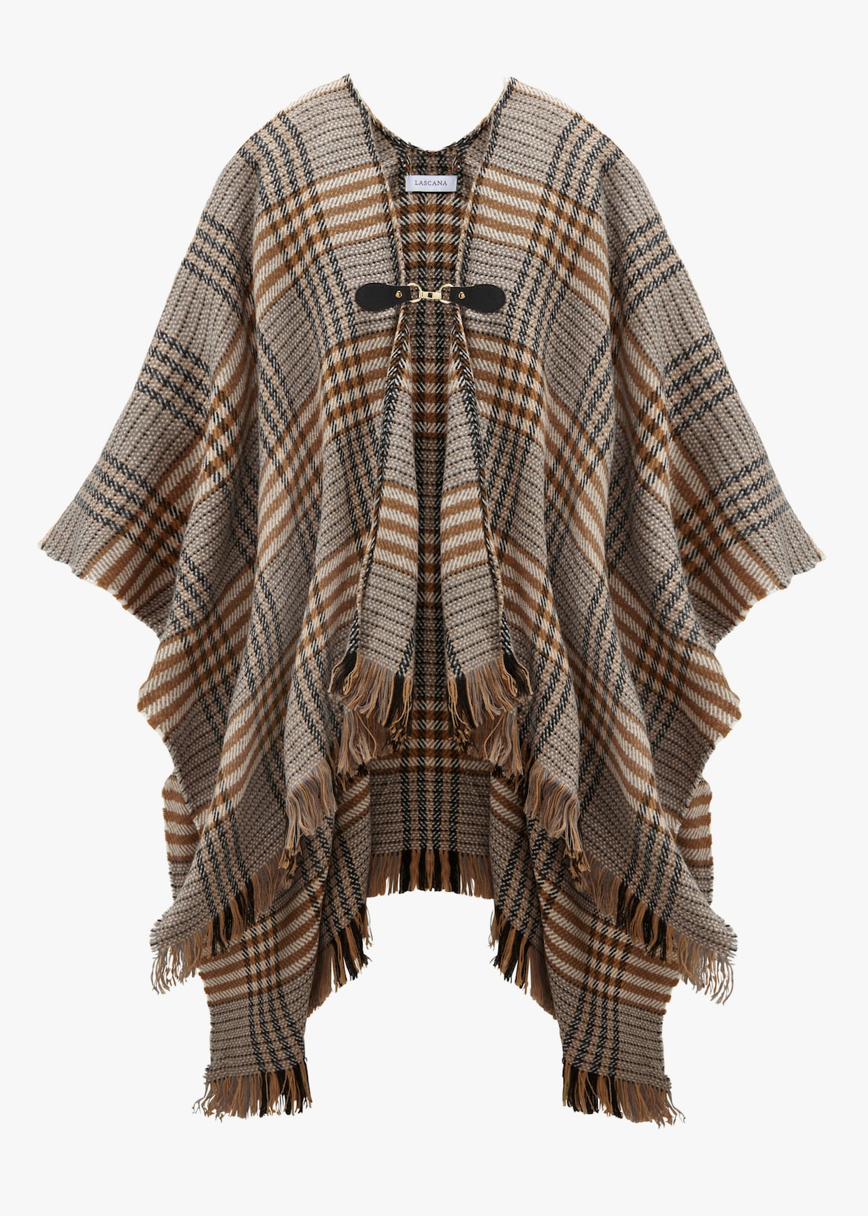 LASCANA Gebreide poncho - grijs/bruin