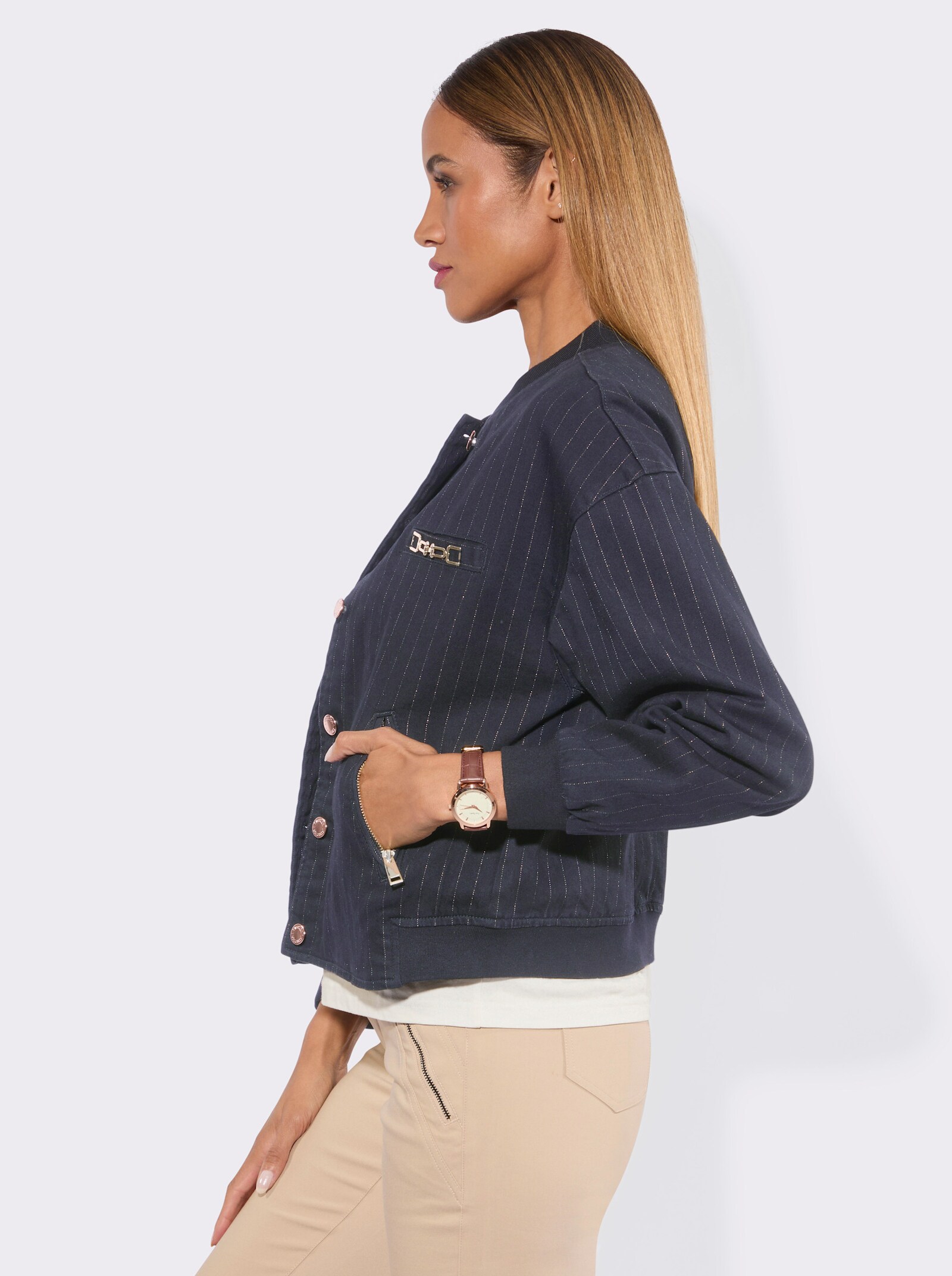 Blouson mit Nadelstreifen - dark blue-roségoldfarben-gestreift