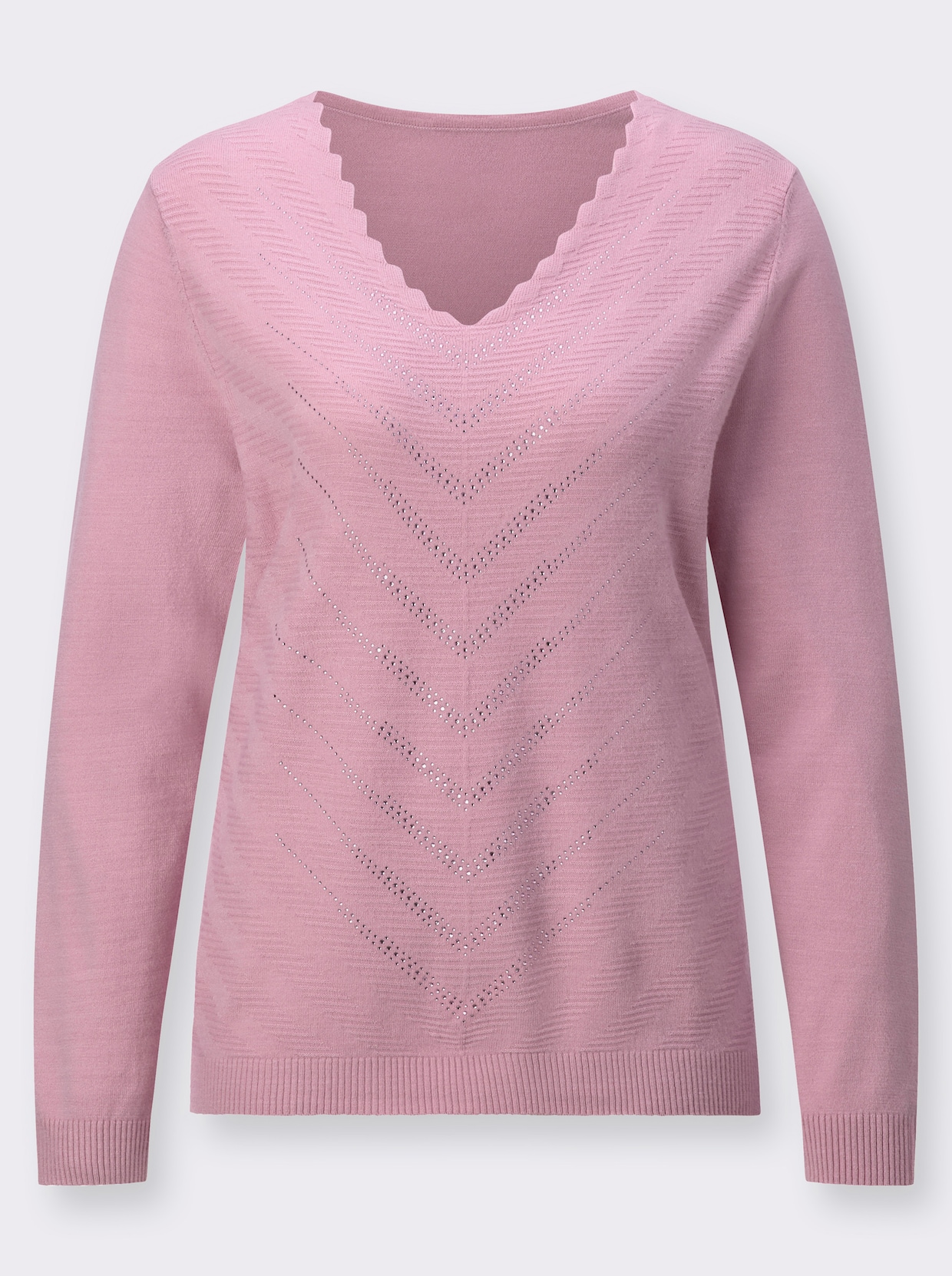 V-Ausschnitt-Pullover - rosé