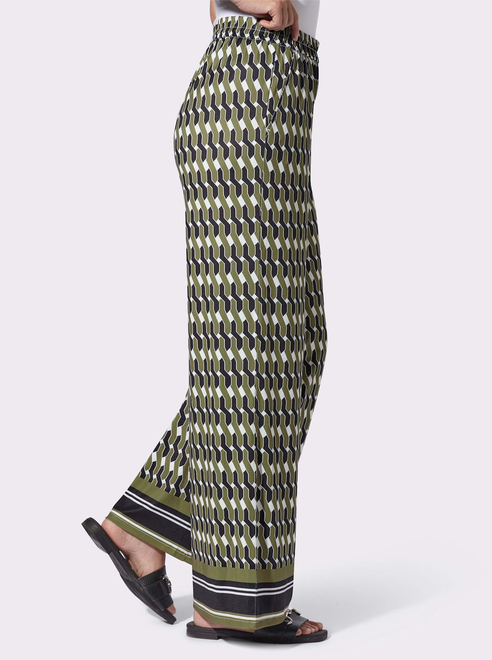 heine Schlupfhose - oliv-schwarz-bedruckt