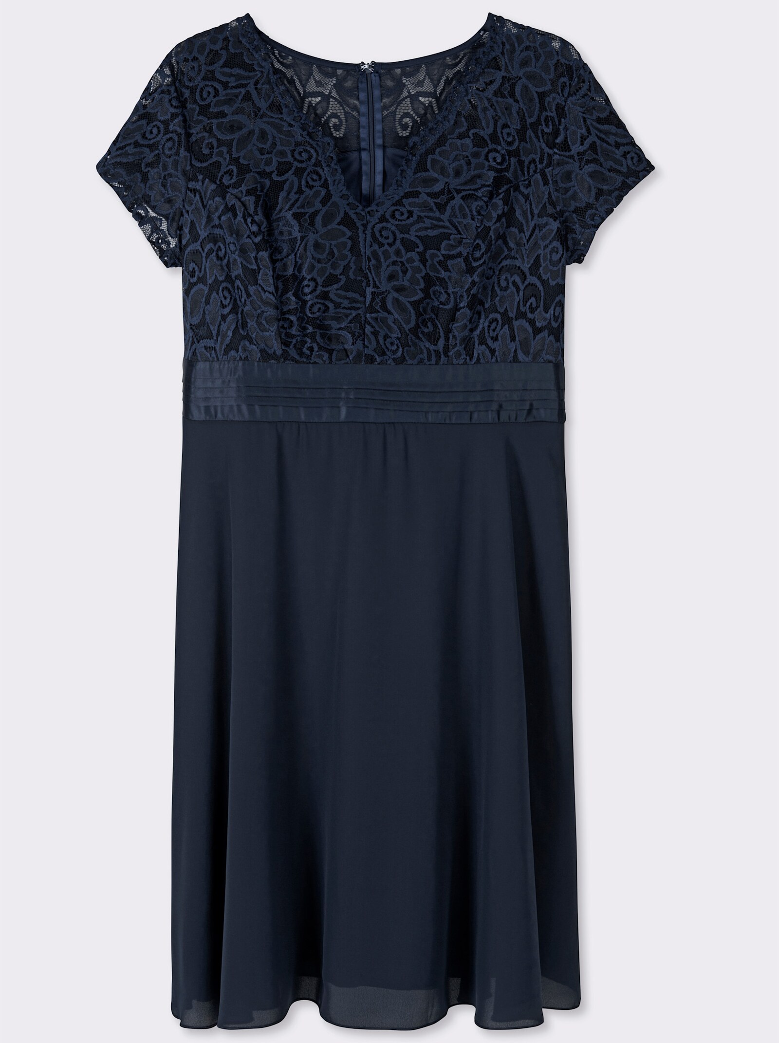 Cocktailkleid mit kunstvollem Spitzeneinsatz - marine