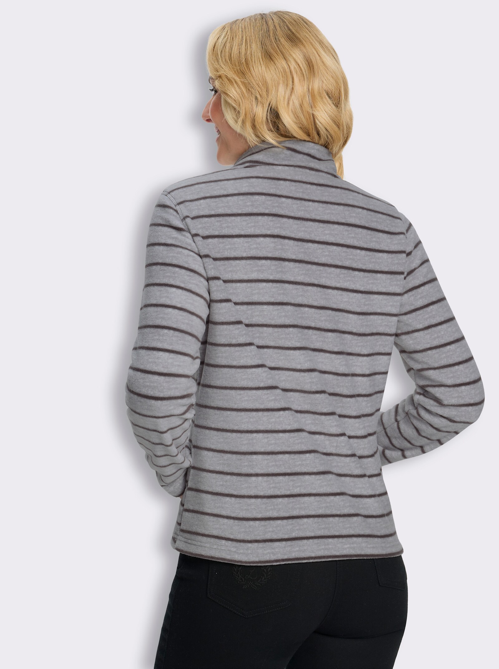 Fleecejacke in pflegeleichter Qualität, gestreift - anthrazit-steingrau-meliert