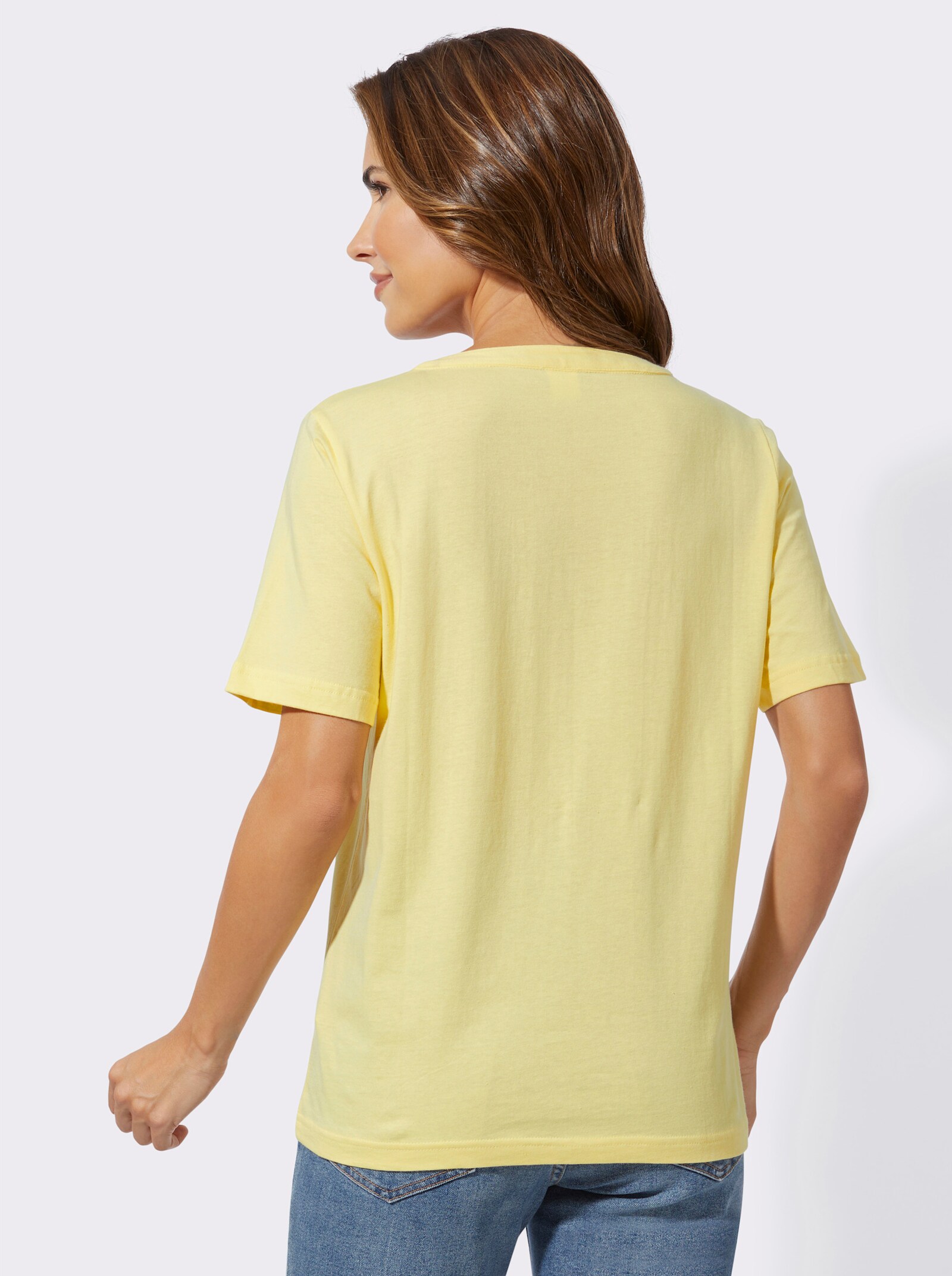 Shirt met korte mouwen en ajourwerk - citroen