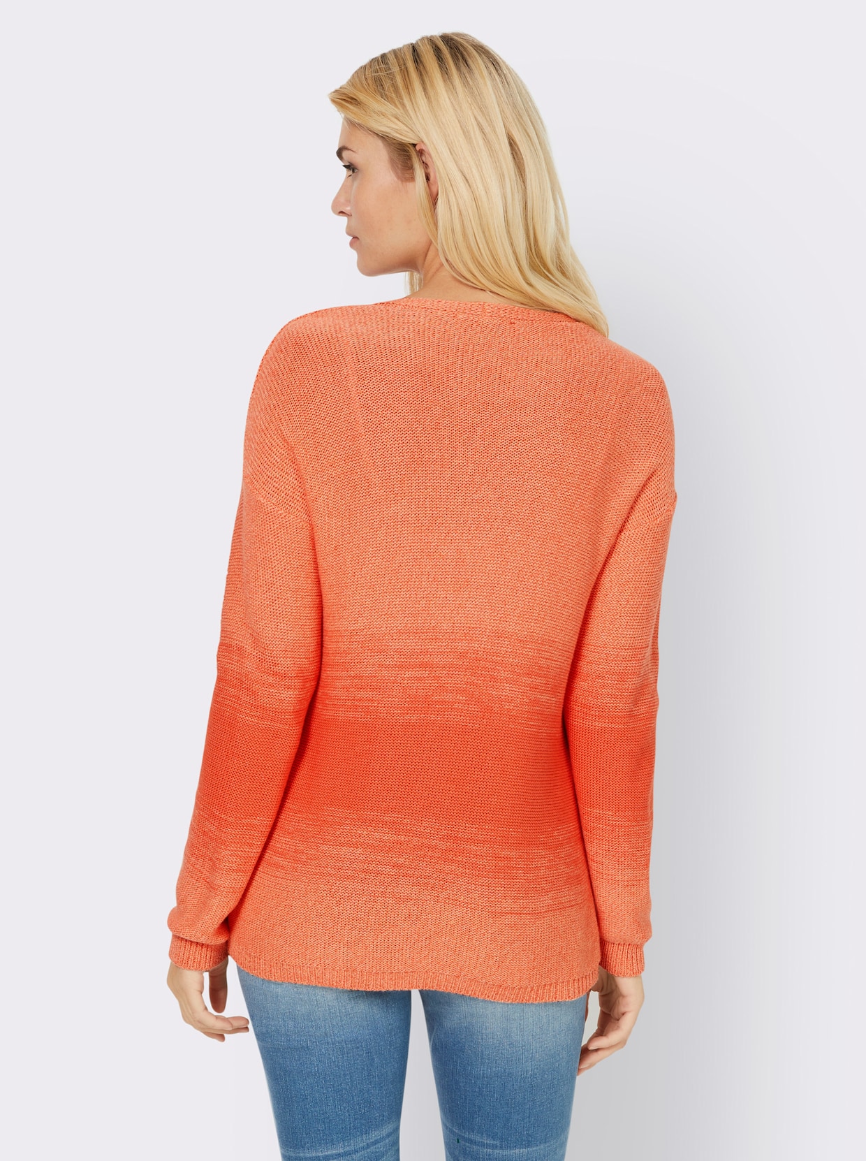 heine Fijn gebreid vest - mandarijn/apricot gemêleerd