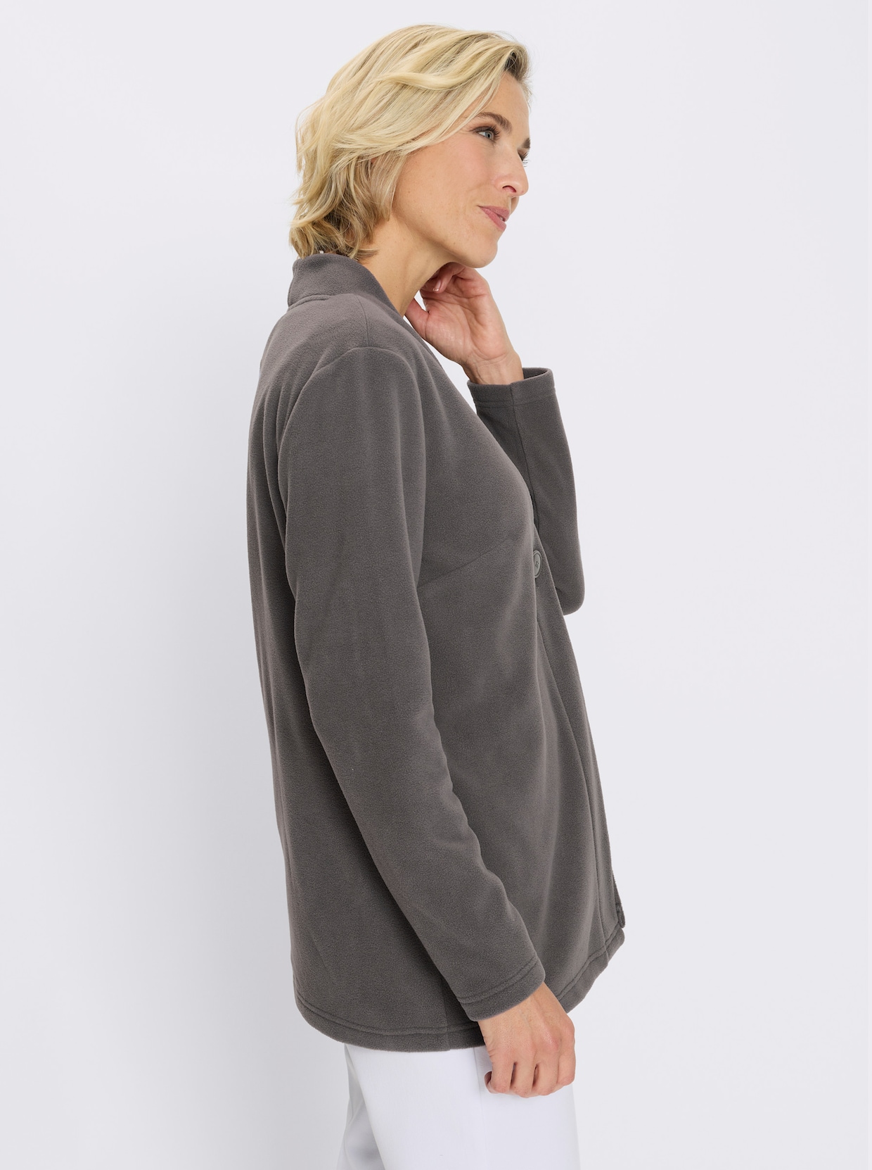 Fleecejacke mit V-Ausschnitt - anthrazit