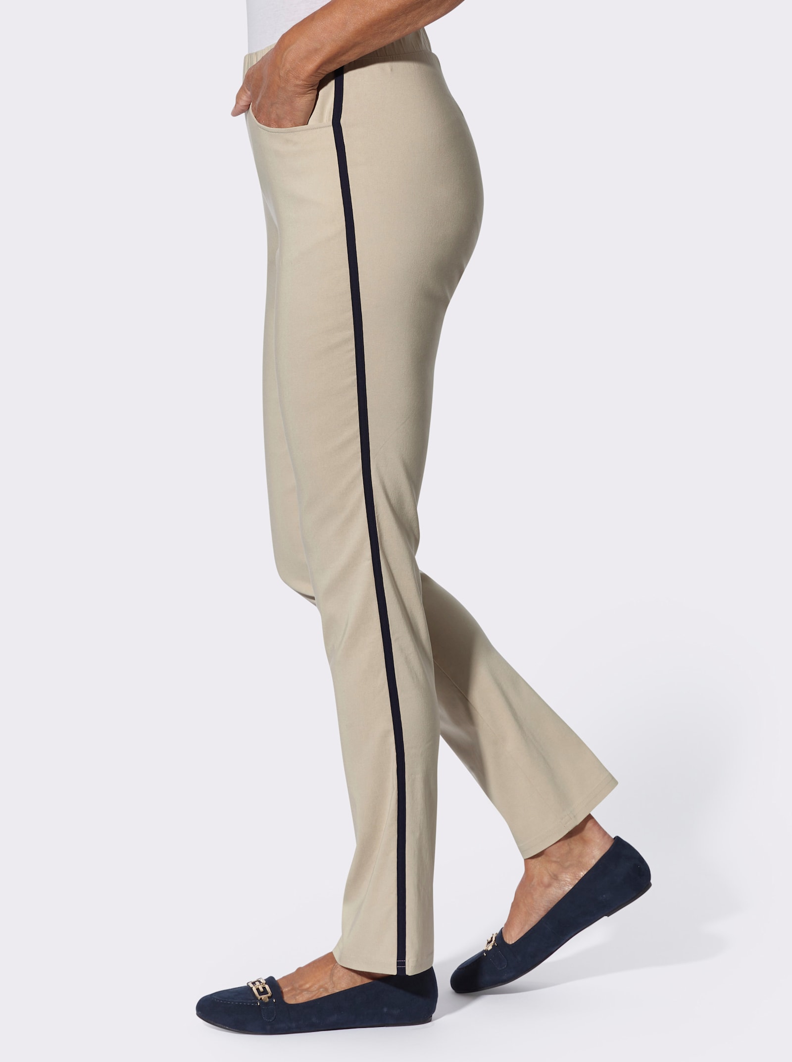 Bengalinhose mit seitlicher Kontrastpaspel - sand-marine