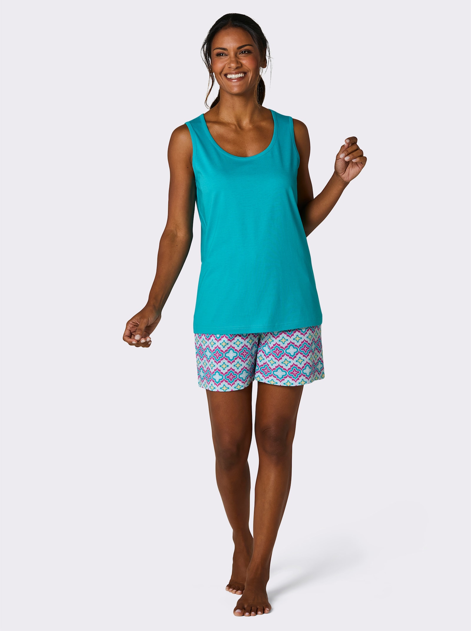 wäschepur Shorty - türkis-mint-bedruckt