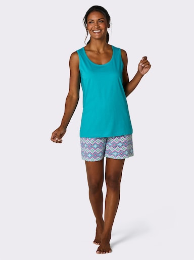 wäschepur Shorty - türkis-mint-bedruckt