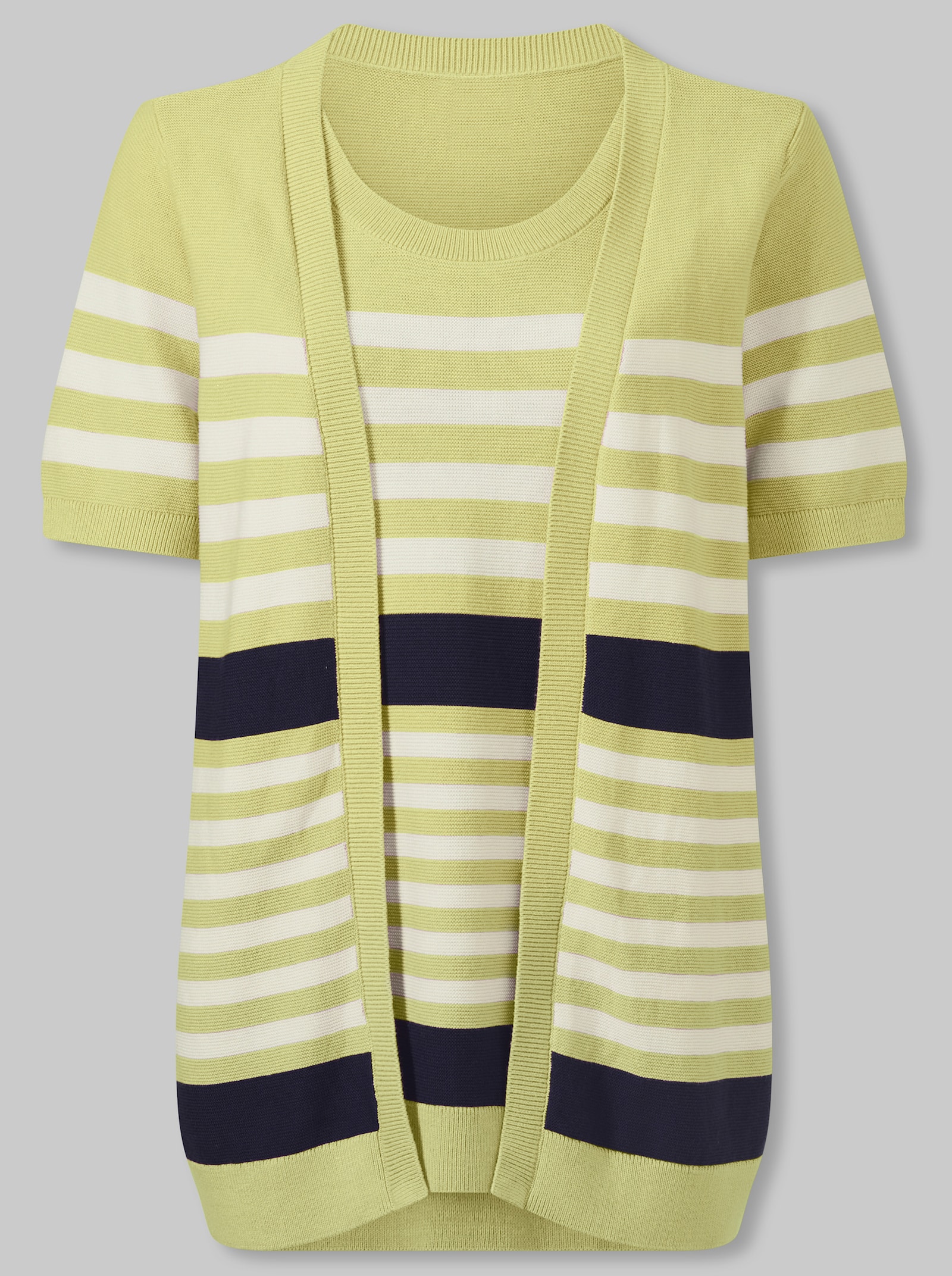 heine 2-in-1-Pullover mit Streifen - pistazie-marine-geringelt