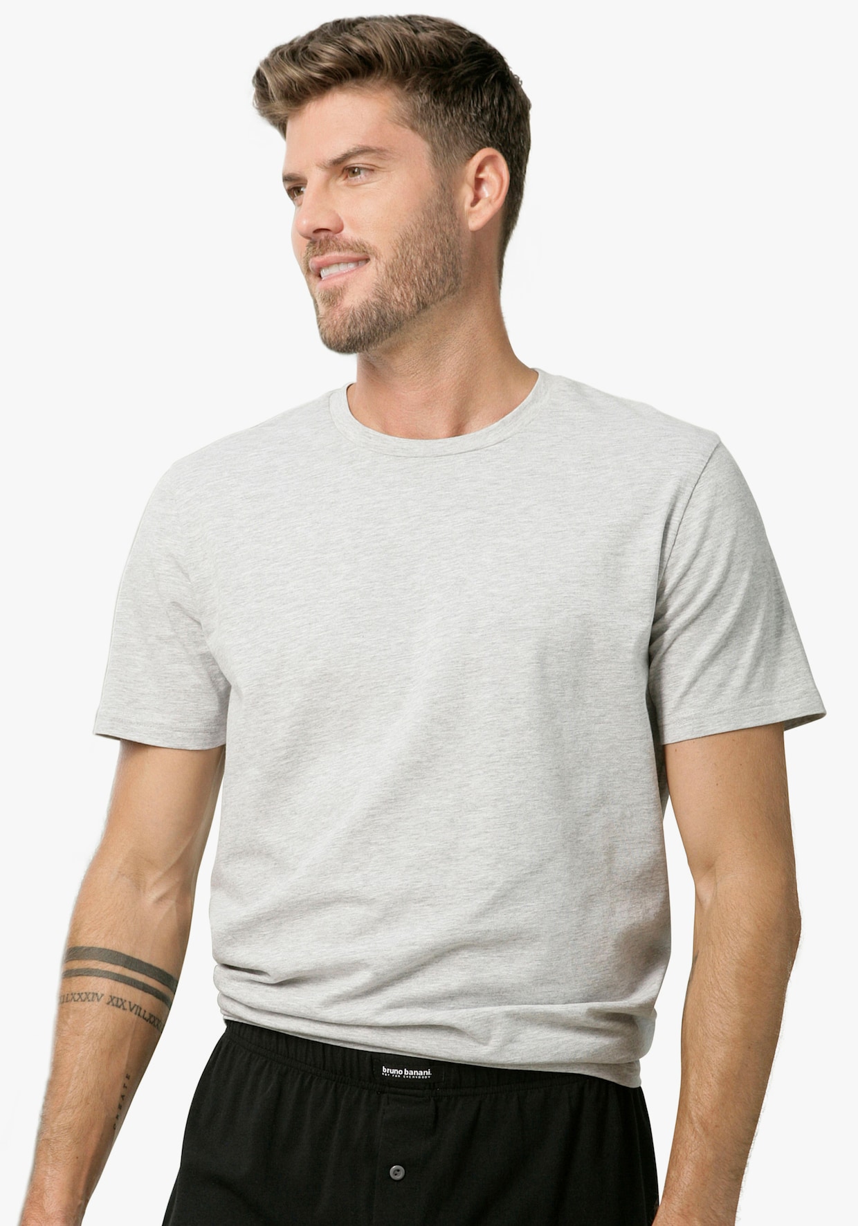 Bruno Banani T-Shirt - schwarz, grau-meliert, weiß