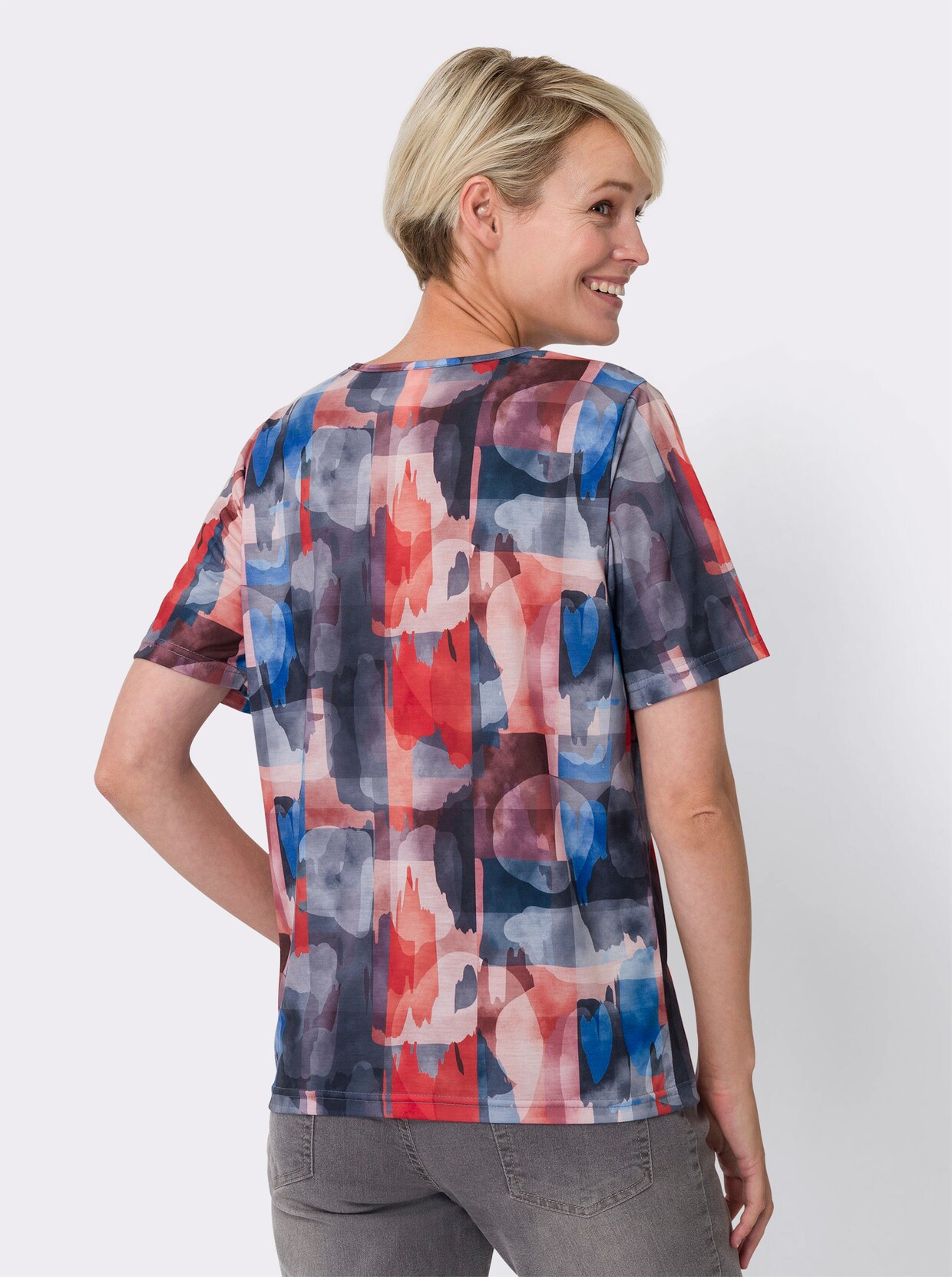 Shirt met korte mouwen - langoustine/koningsblauw bedrukt