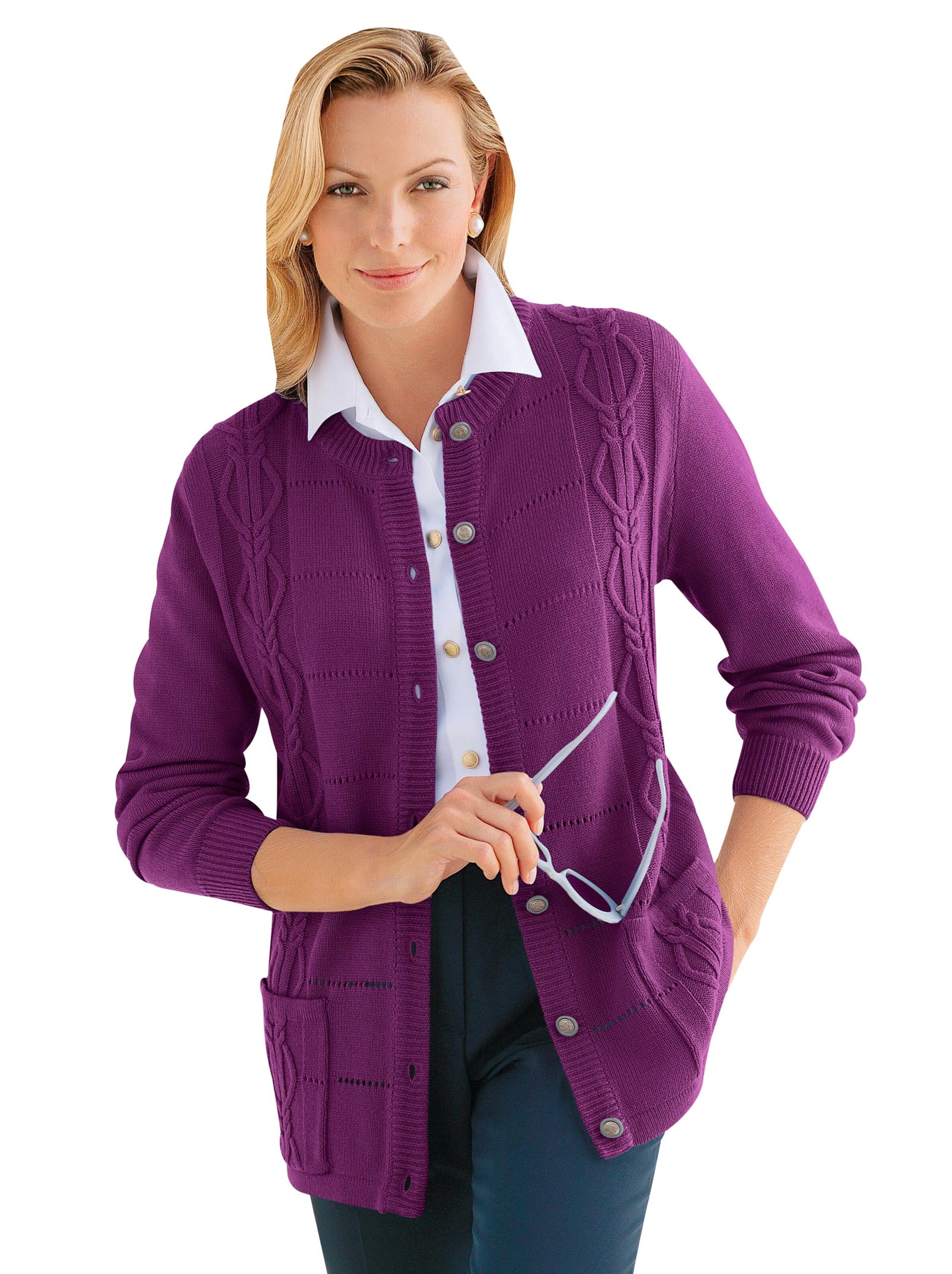 Strickjacke - pflaume