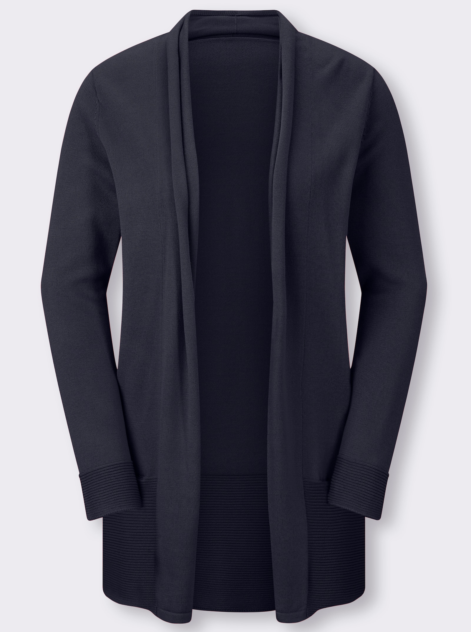 Longstrickjacke mit Schalkragen - marine