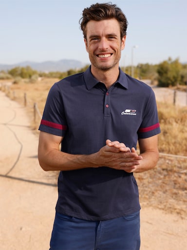 Poloshirt mit Print - marine-kirsche