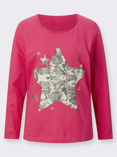 Langarmshirt mit Camouflage-Stern - pink-khaki