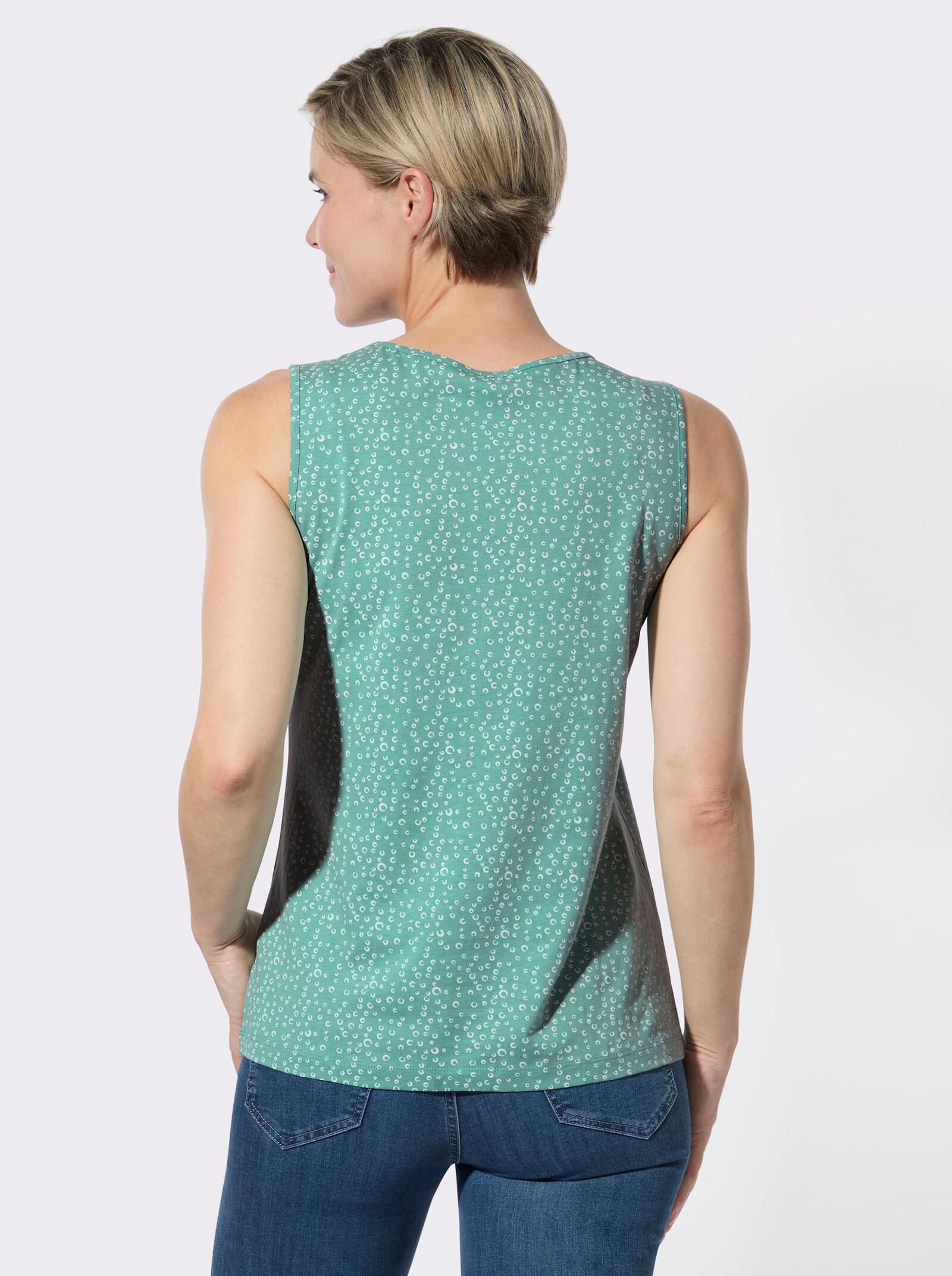 Shirttop im Doppelpack - salbei-weiß-getupft + salbei