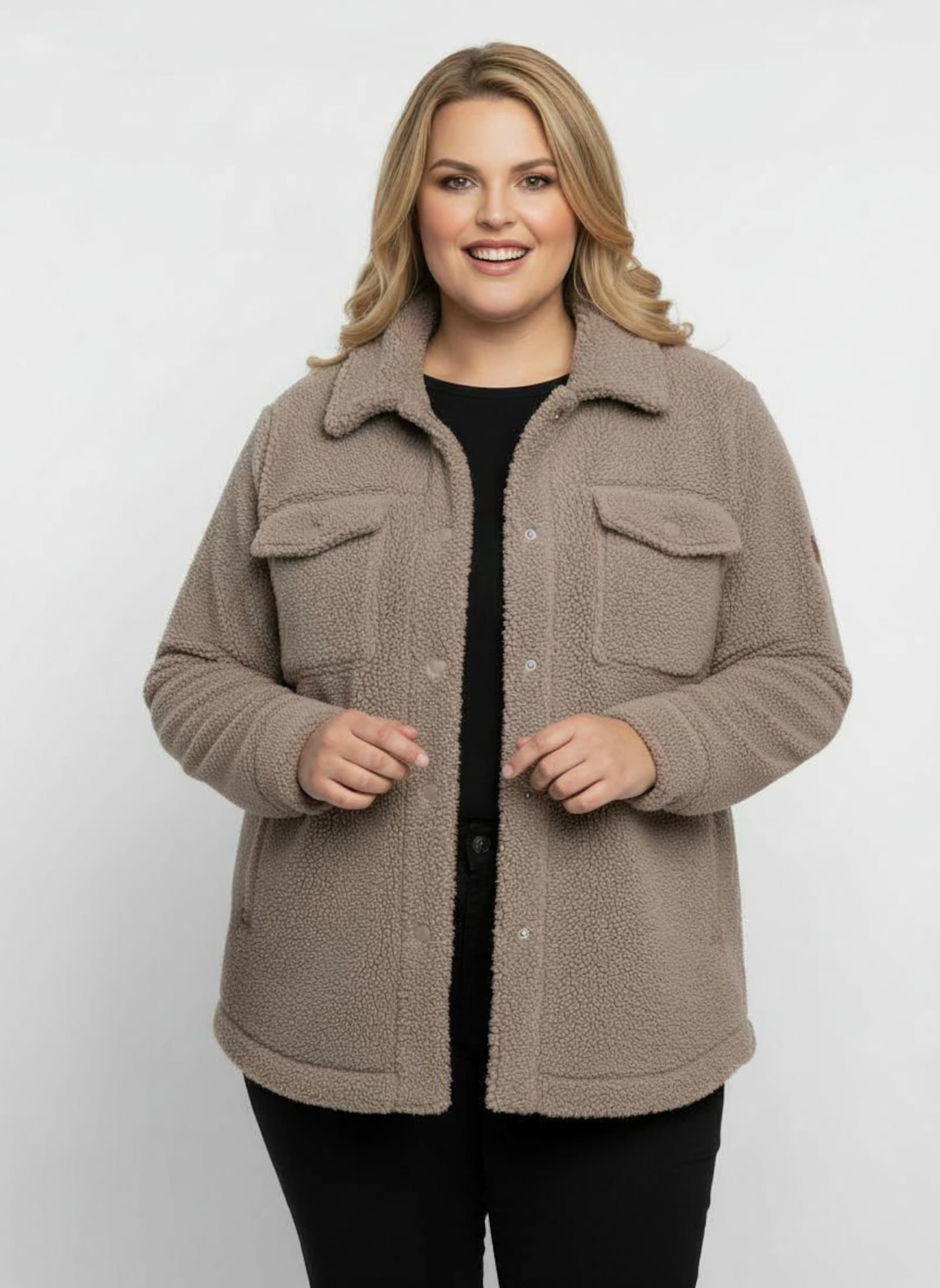 Jackenblazer aus Fleece - taupe