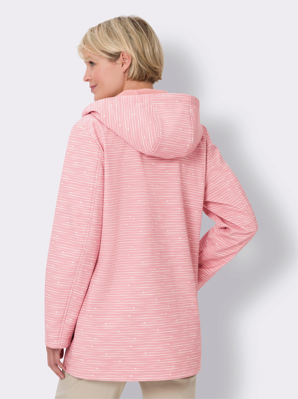 Softshellová bunda - Ruženínovo-svetlobéžová potlač