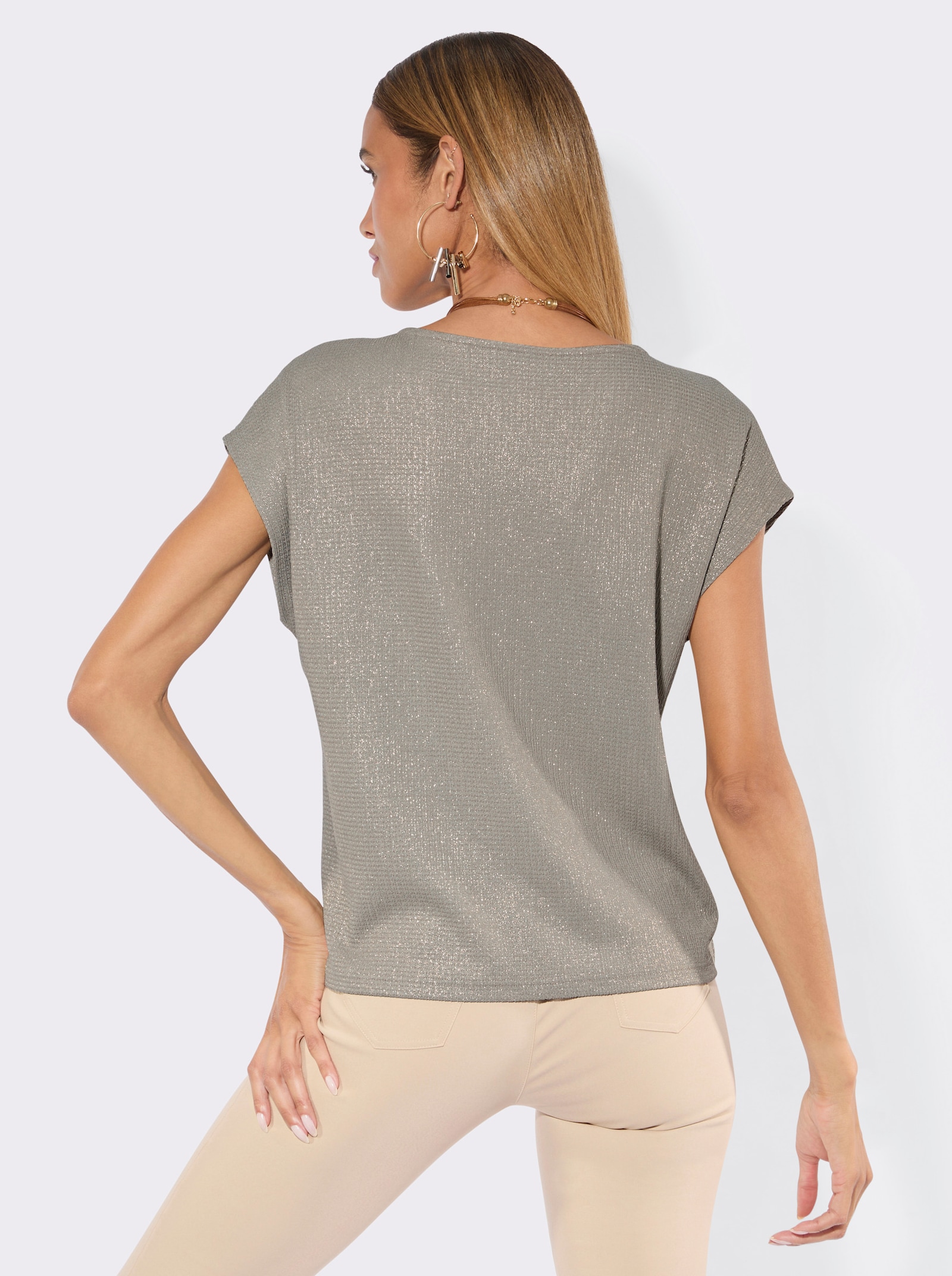 Print-Shirt im Jacquardmuster - sand