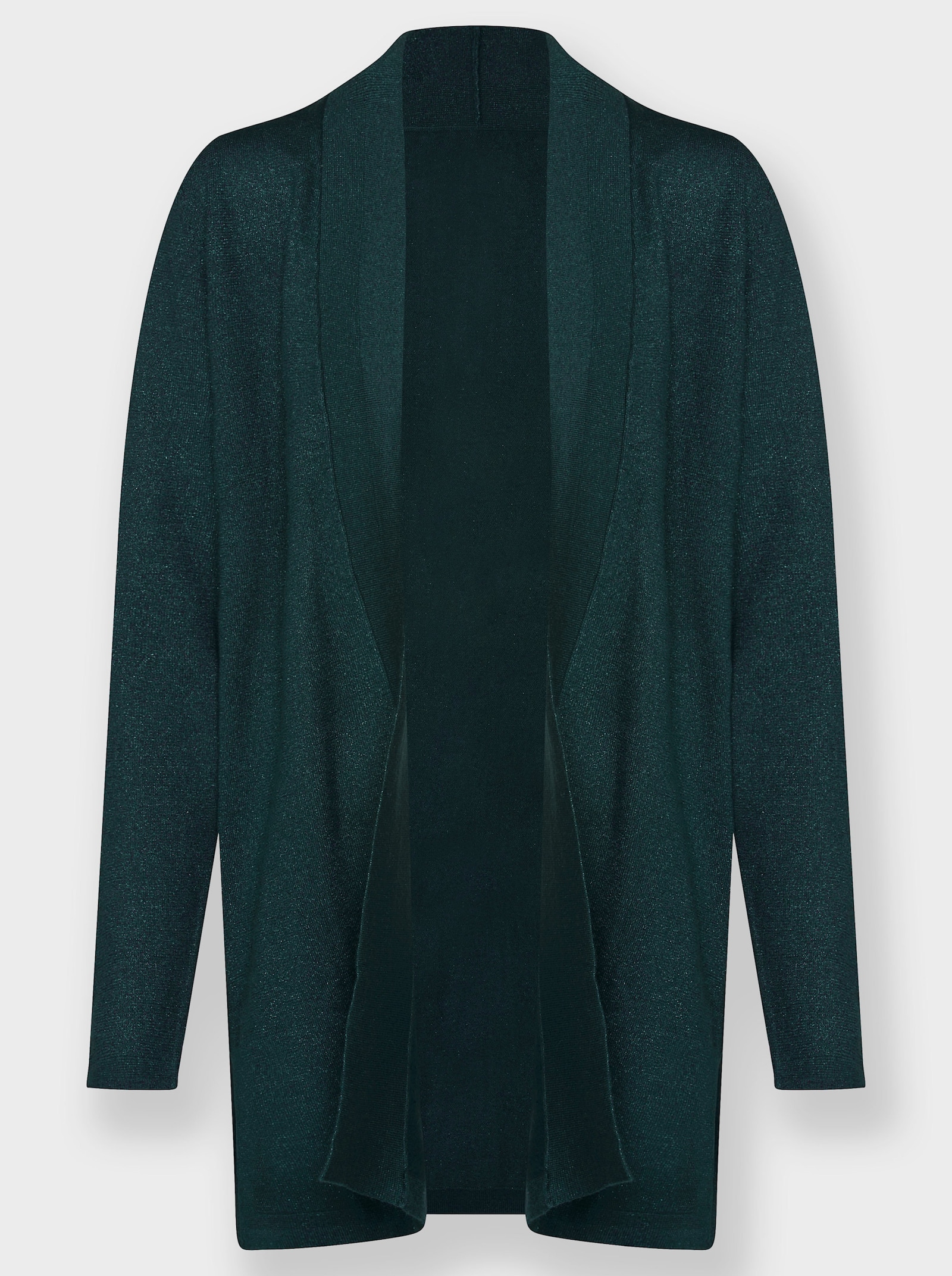 Longstrickjacke mit Glanzgarn - petrol