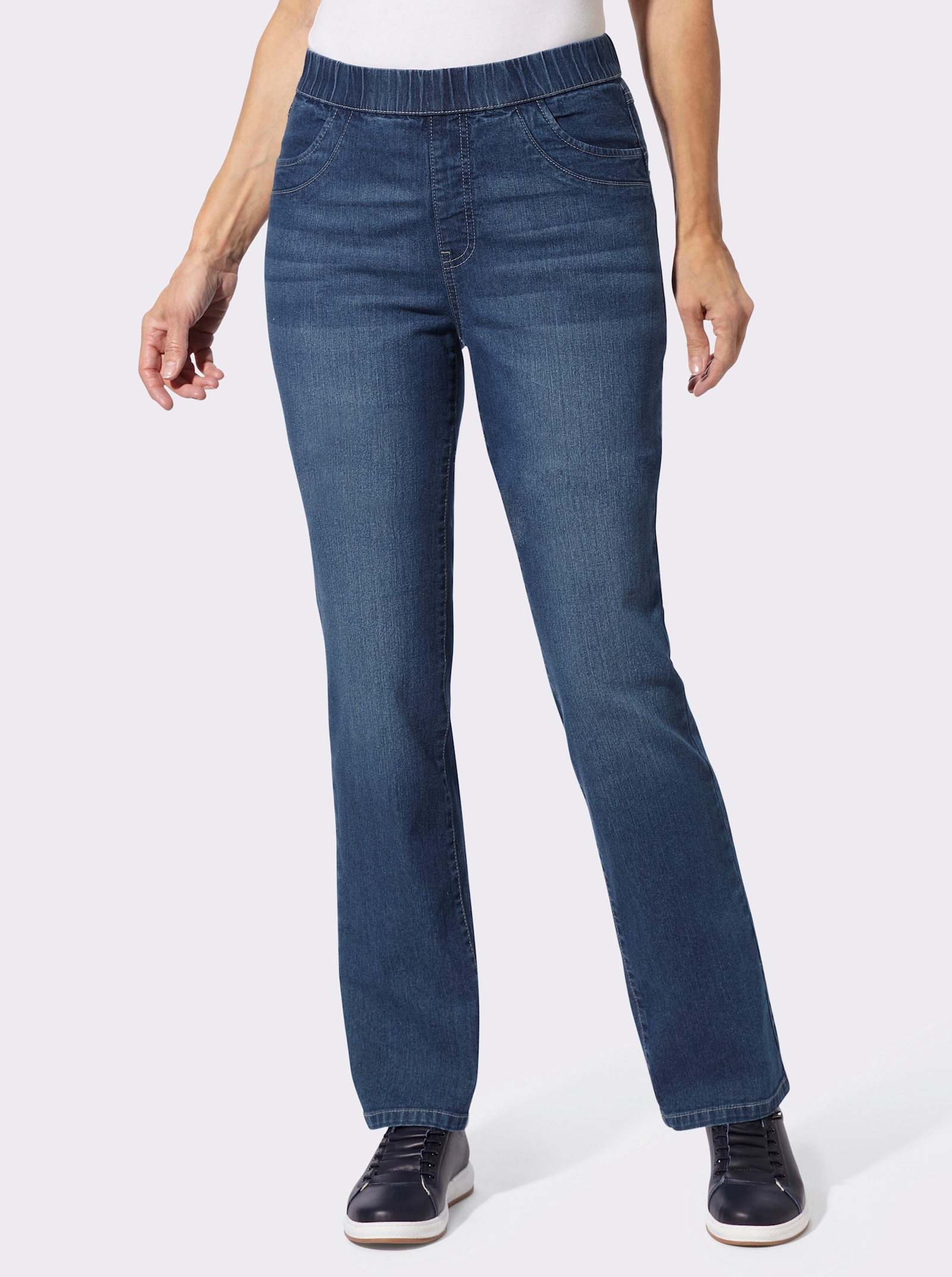 Schlupfjeans mit geradem Bein - blue-stone-washed