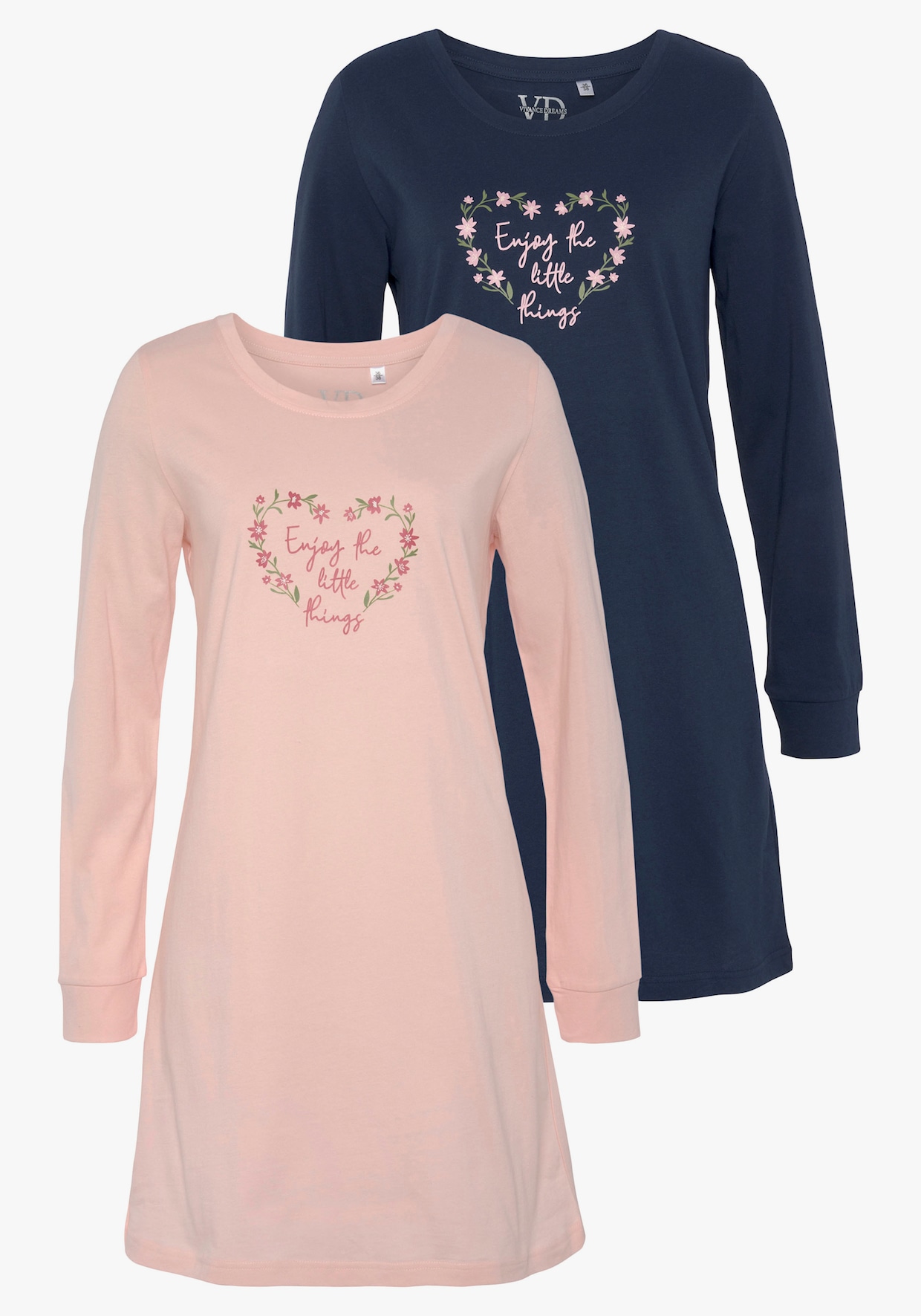 Vivance Dreams Chemise de nuit - bleu, rose à motifs